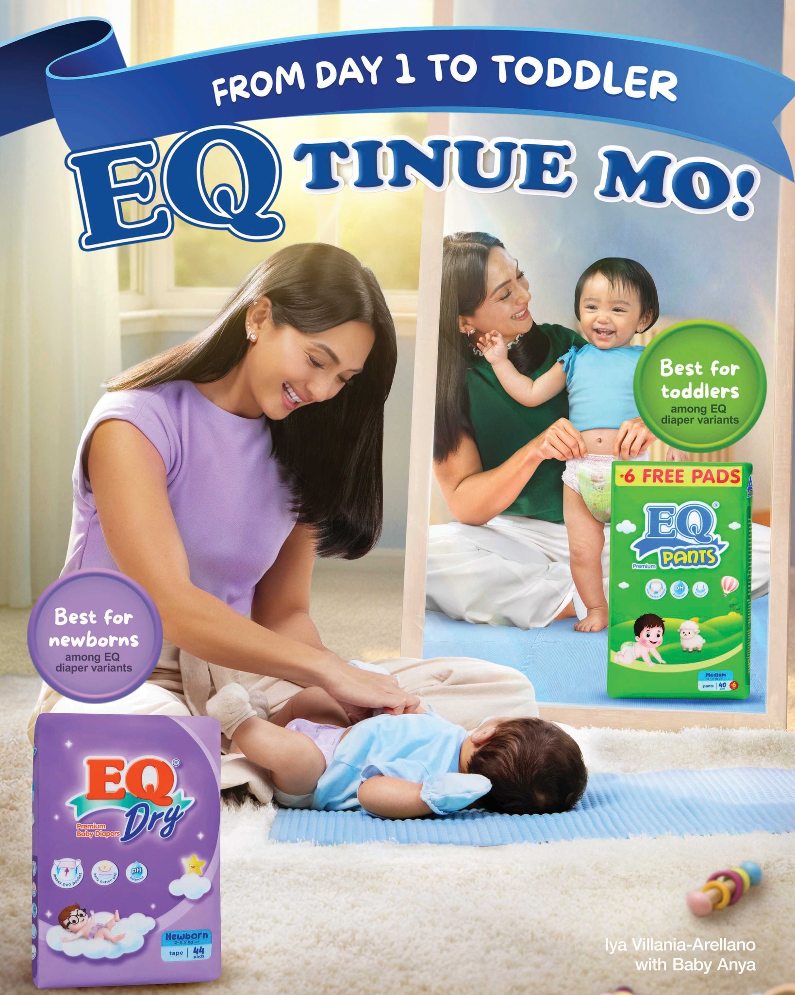 EQ Diapers Facebook ad: ang New EQ Premium diapers from day 1…