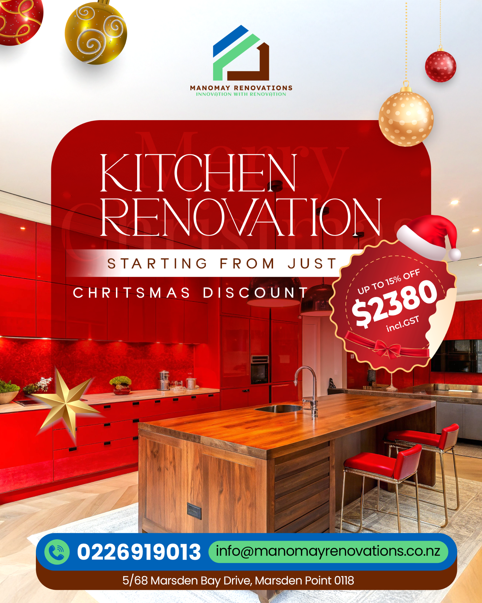 Manomay Renovations Facebook ad: Transform your space with quality that lasts.