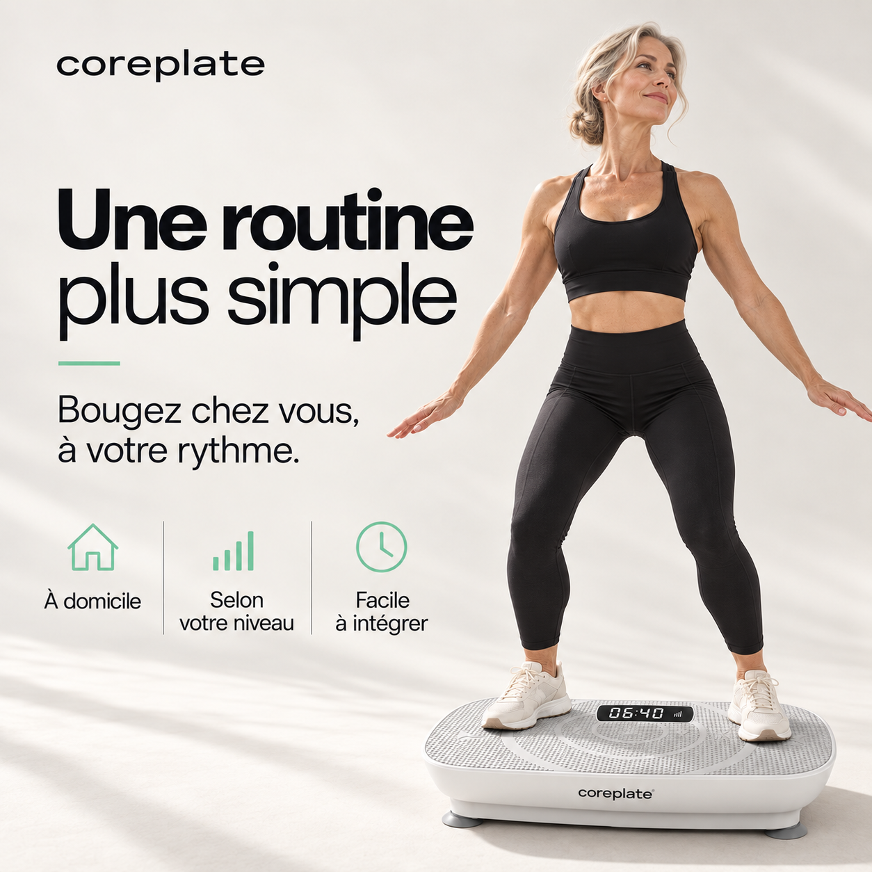 Coreplate Facebook ad: Votre routine fitness en quelques minutes