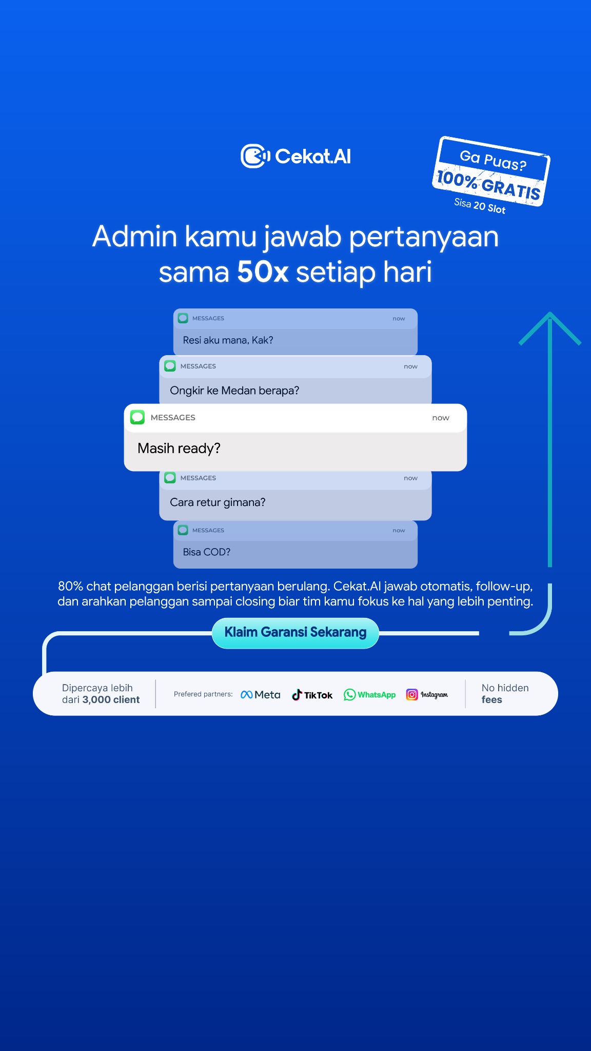 Cekat.AI Facebook ad: Satu AI untuk Handle Chat Sampai Closing