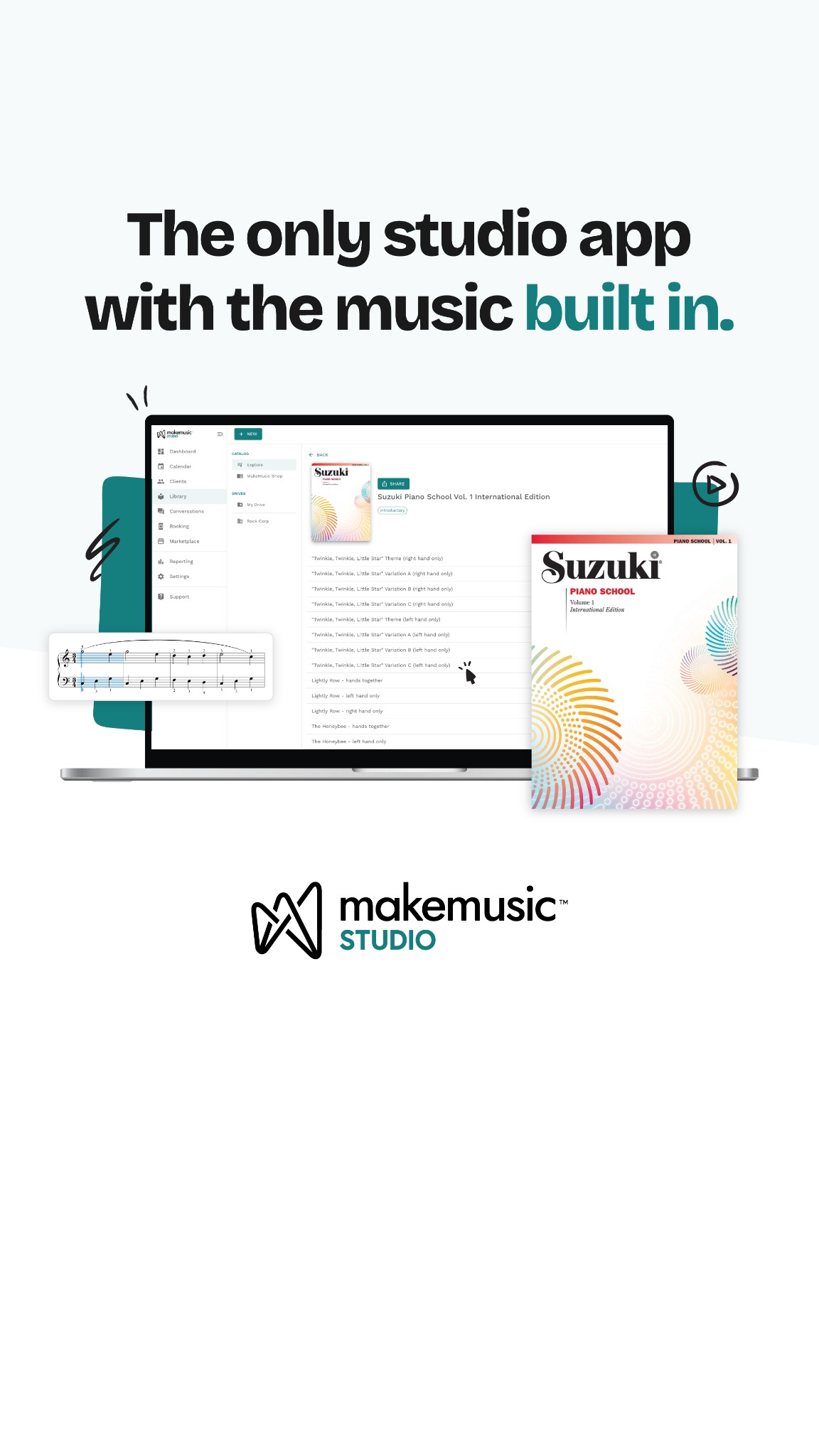 MakeMusic Studio Facebook ad: One app for music teachers.
