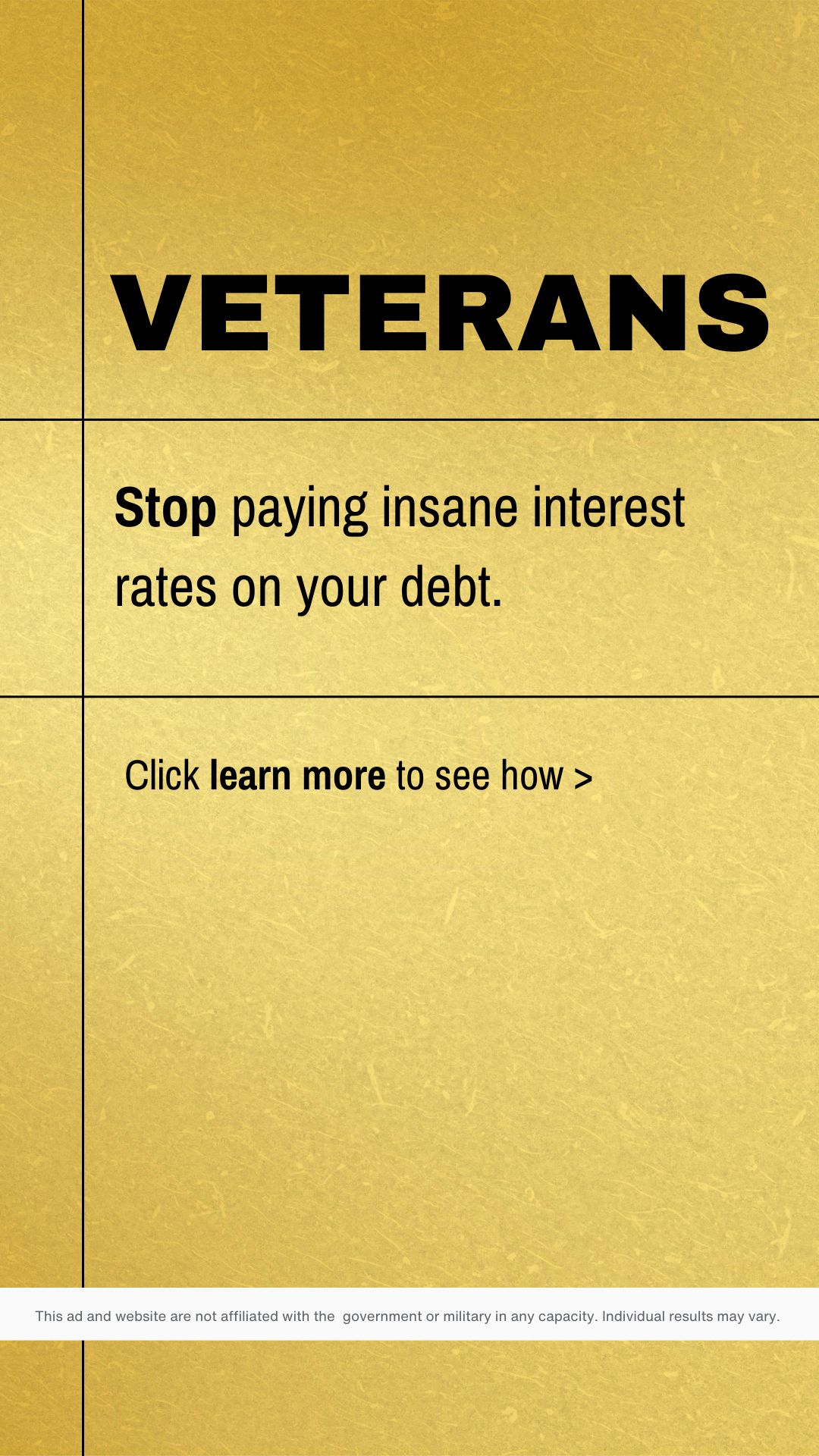 Veteran Debt Assistance Facebook ad