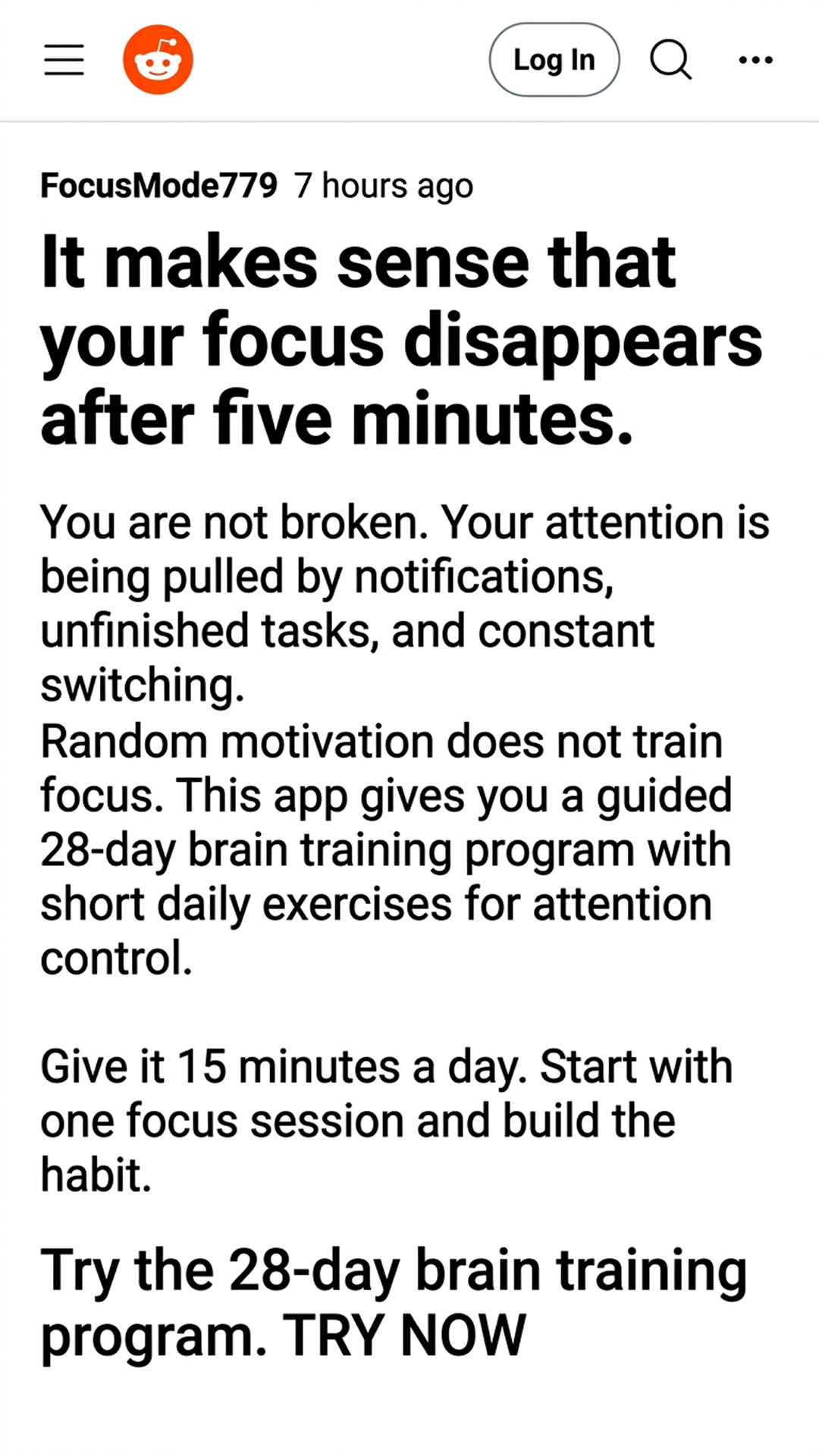 Impulse: Brain Training & Self-Discovery Facebook ad