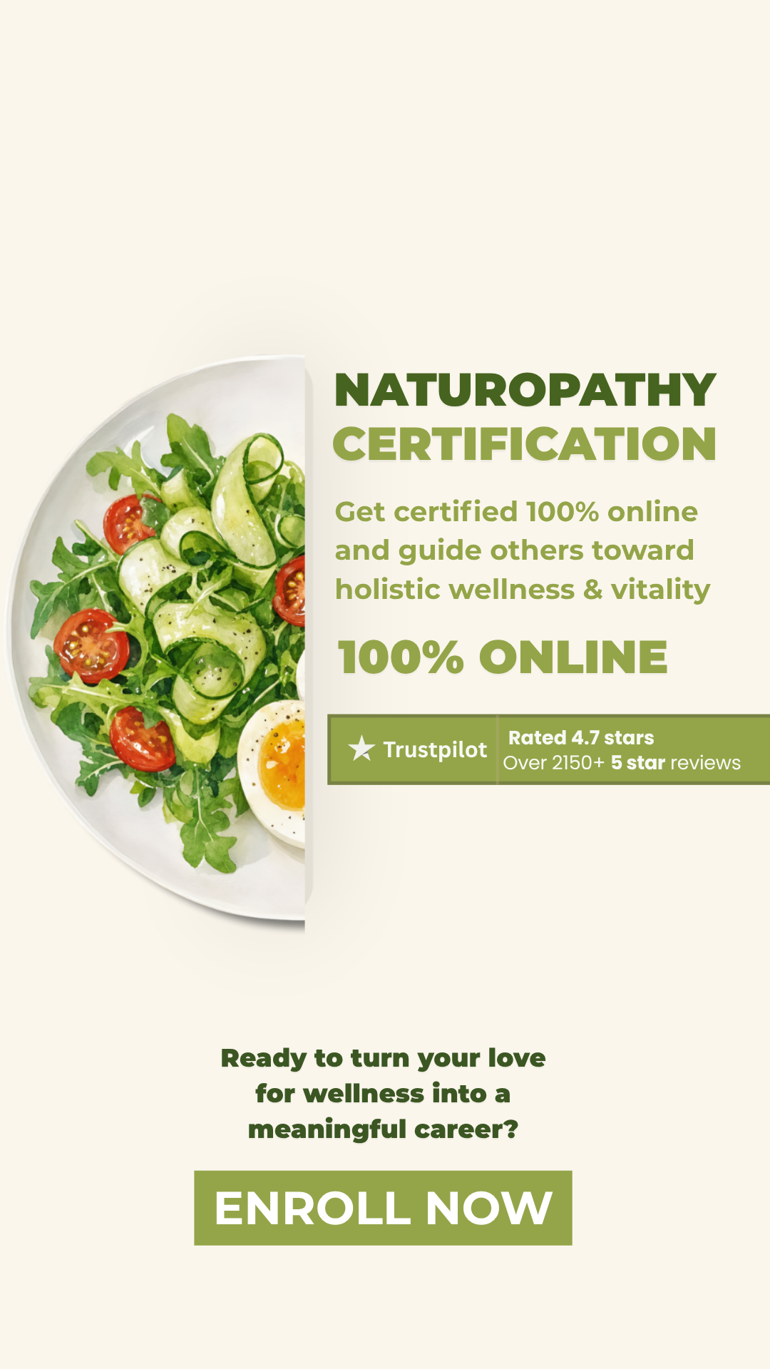 Efficient Therapist Facebook ad: Become a Certified Naturopathic Coach