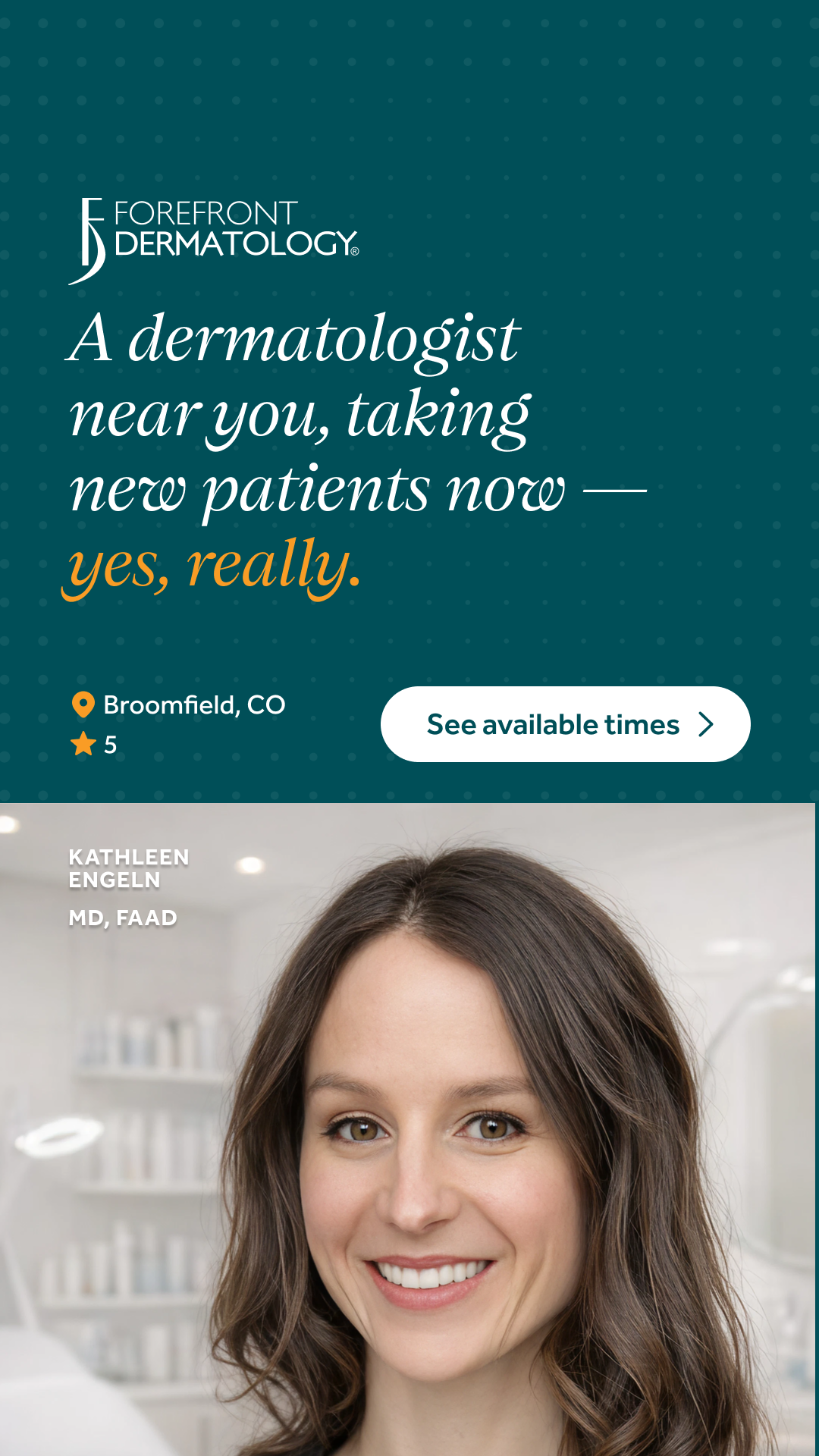 Forefront Dermatology Broomfield, CO Facebook ad from Jun 15, 2026
