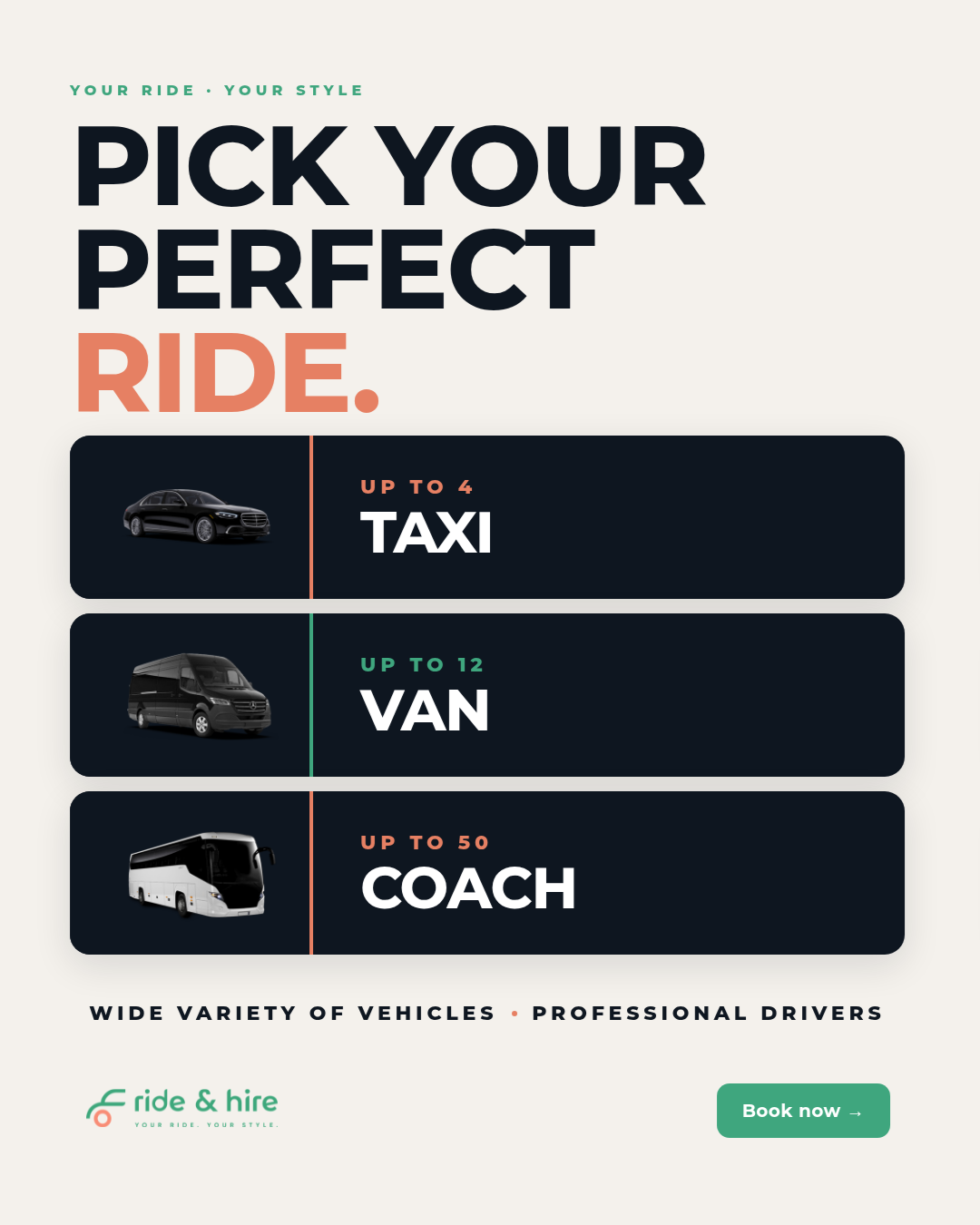Ride and Hire Facebook ad: Pick your ride