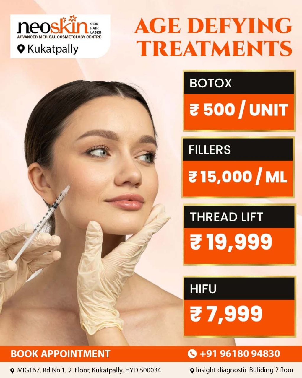 Neo Skin Clinic KPHB Facebook ad: Advanced Anti-Aging Treatments Starting ₹7,999