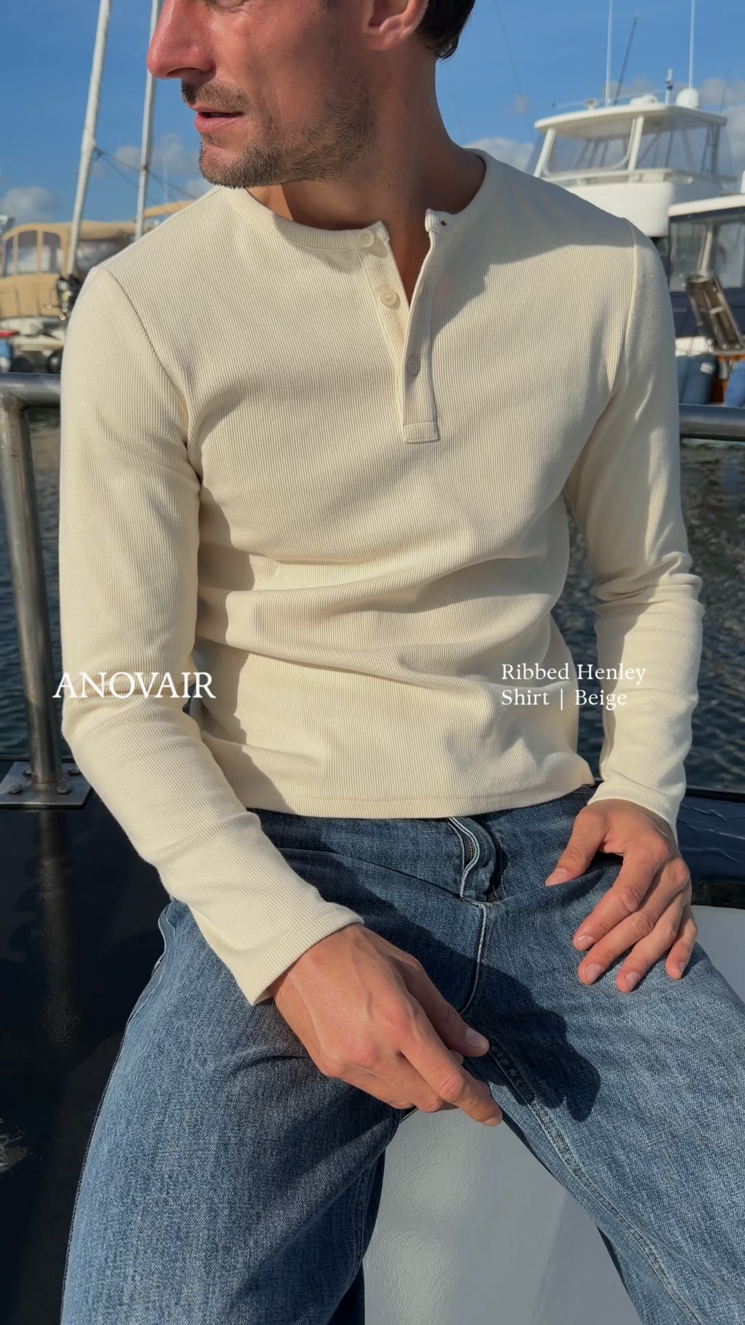 Anovair Facebook ad: Bestselling Henley Shirts, Buy 3 & Save 25%