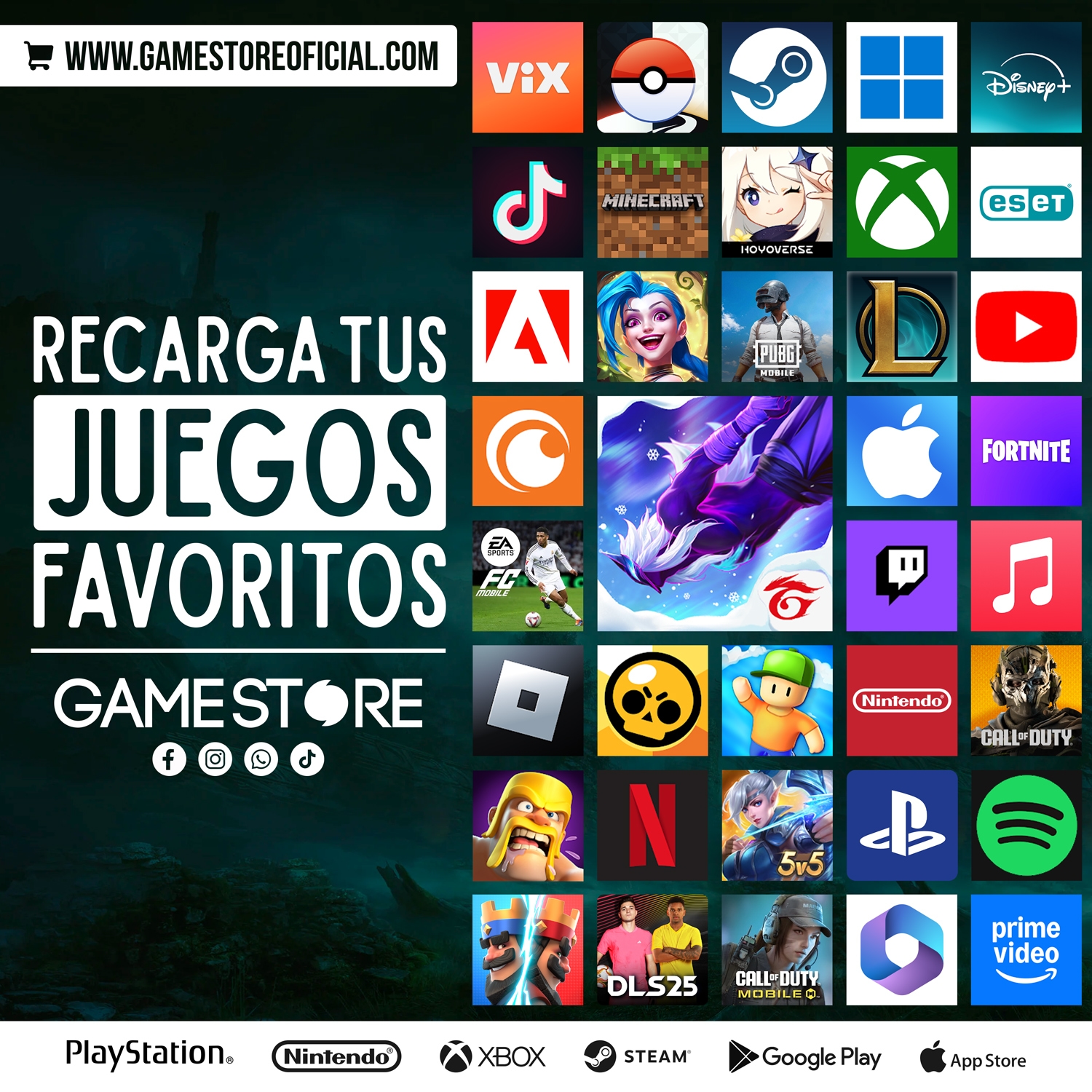 Game Store Facebook ad: Recarga tus juegos favoritos