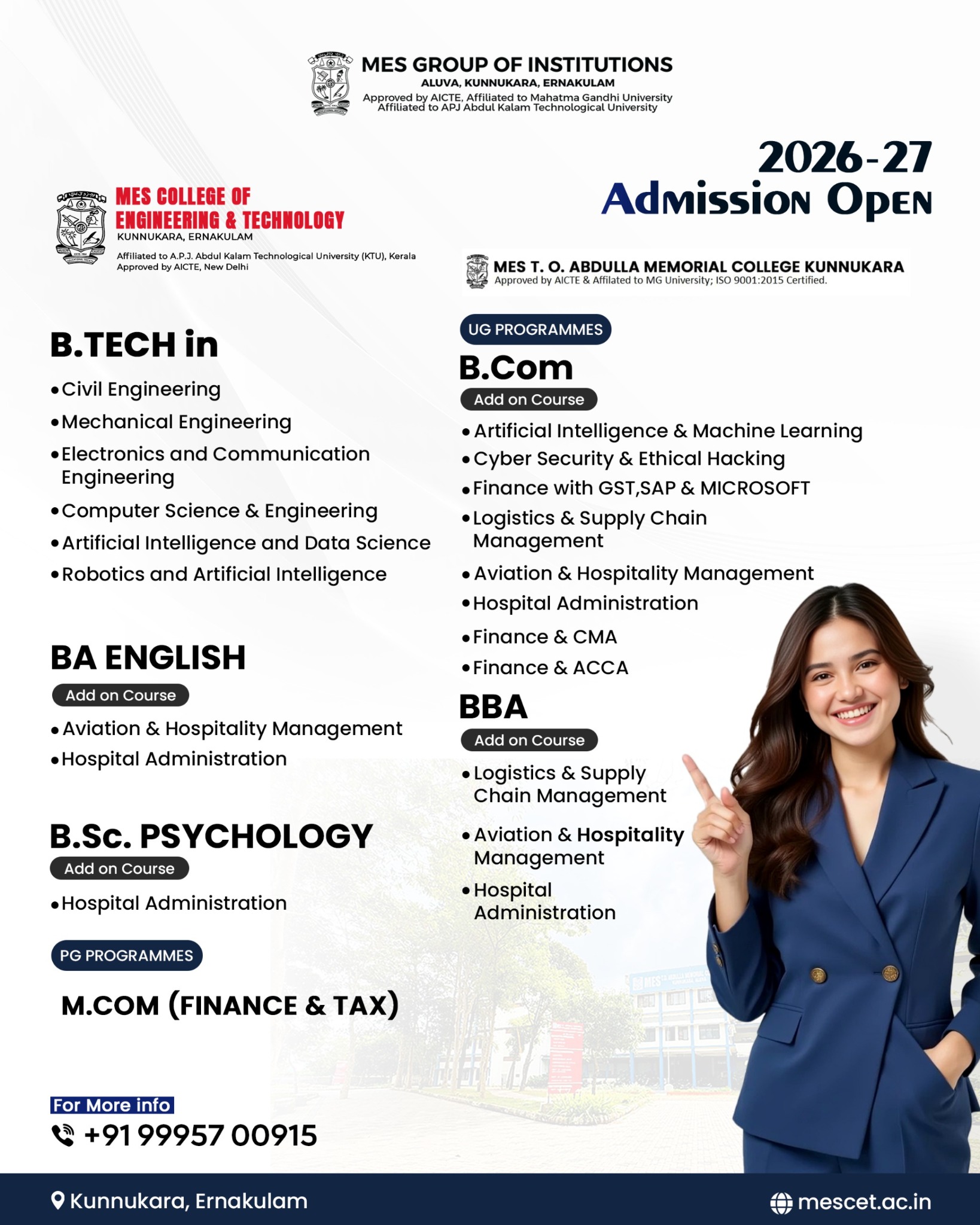 MES Group of Institutions Facebook ad: Admissions Open 2026-27
