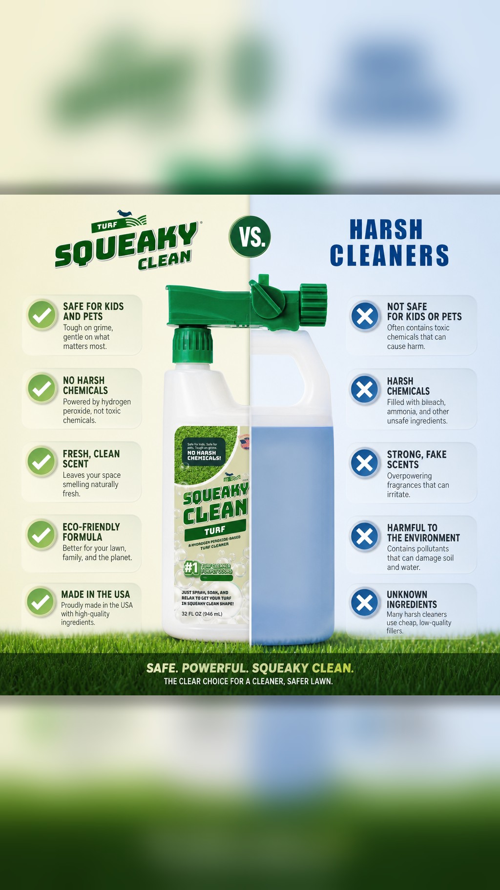 Squeaky Clean Turf Cleaner Facebook ad from Aug 18, 2026