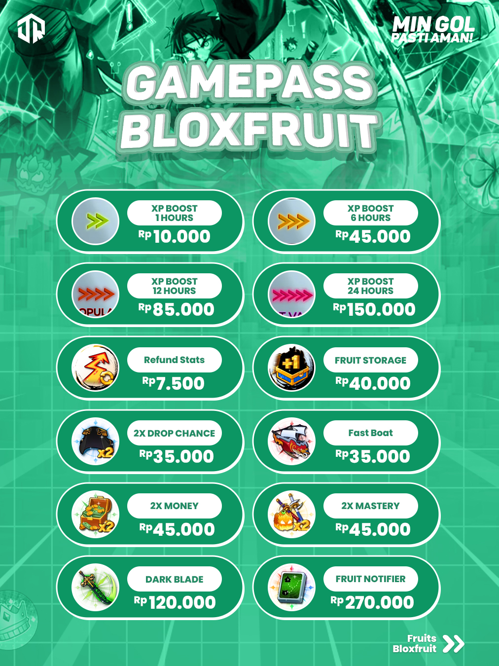 Golrobloxs Facebook ad: Gamepass Blox Fruit favorit kamu sekarang bisa dibeli…