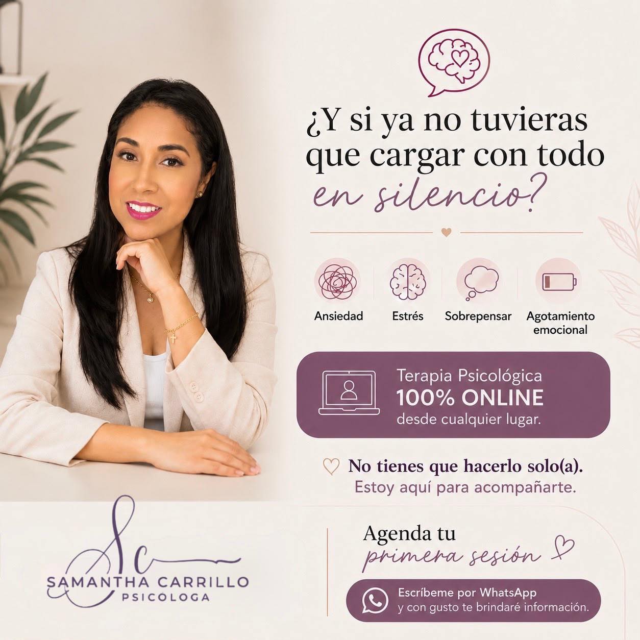 Psicóloga Samantha Carrillo Facebook ad: El bienestar emocional también merece un lugar en…