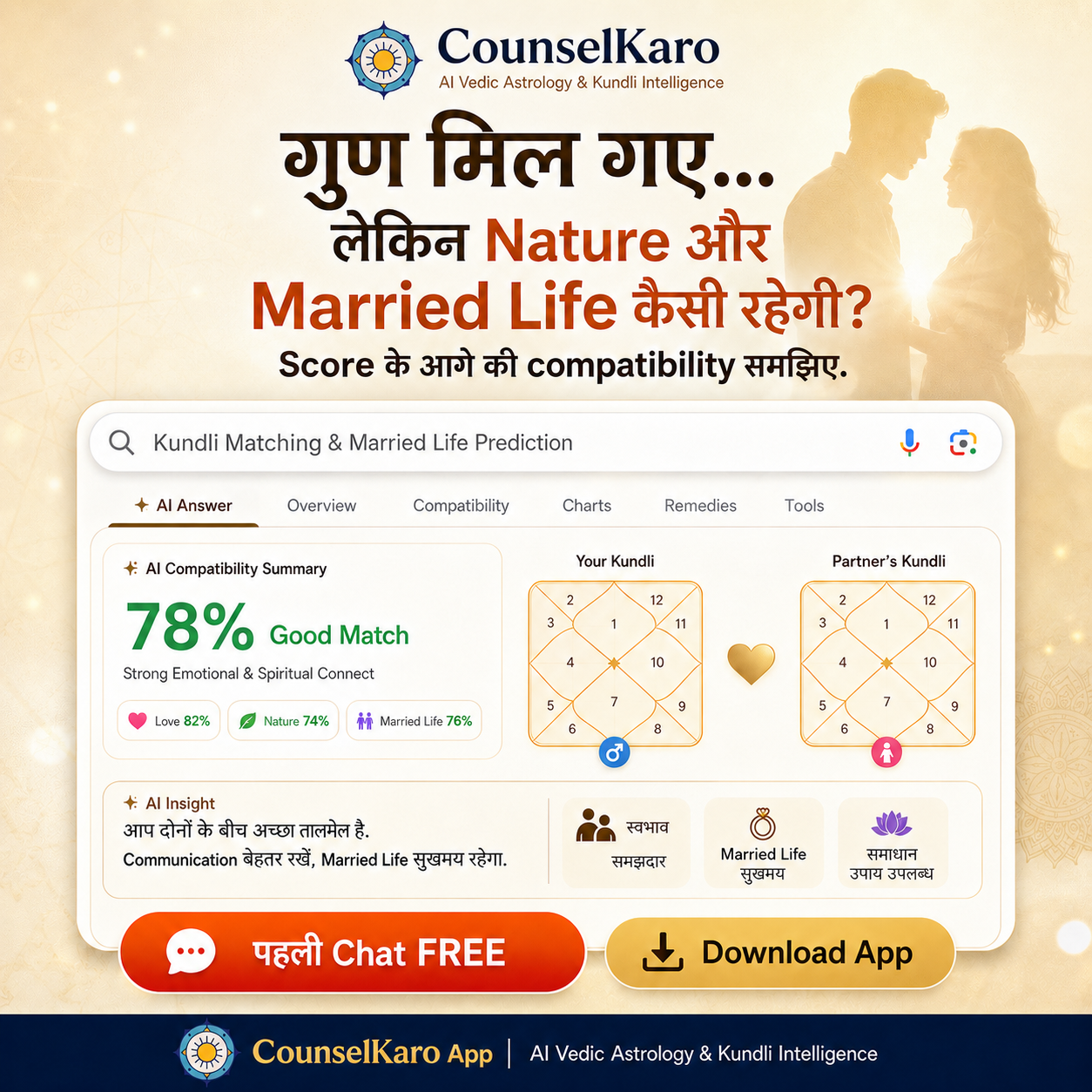 Counsel Karo Facebook ad: Kundli Matching, Ab Smarter