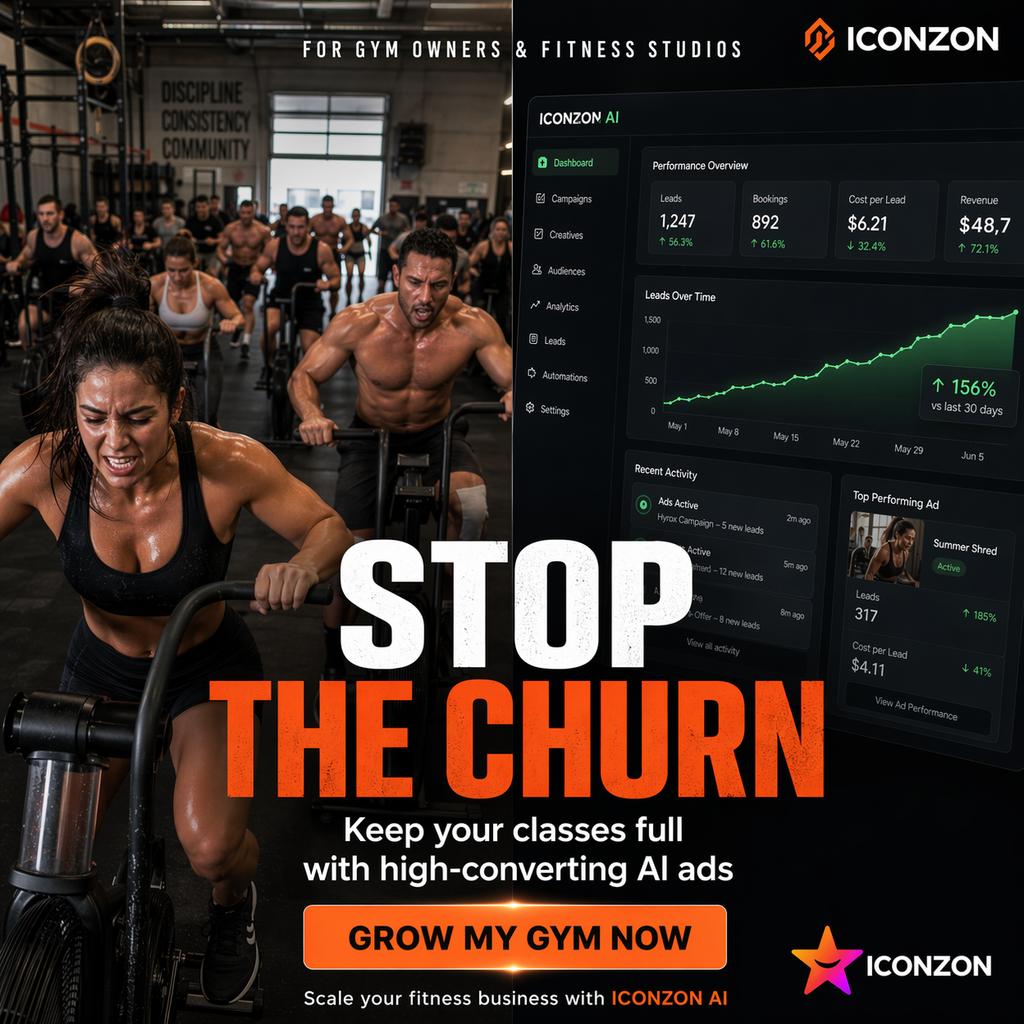 Iconzon.com Facebook ad: Stand Out in the Gym Crowd