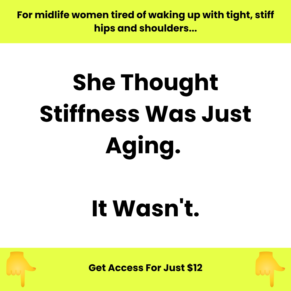 Julie Angel Movement Coach Facebook ad: For Women Tired of Feeling Stiff Only