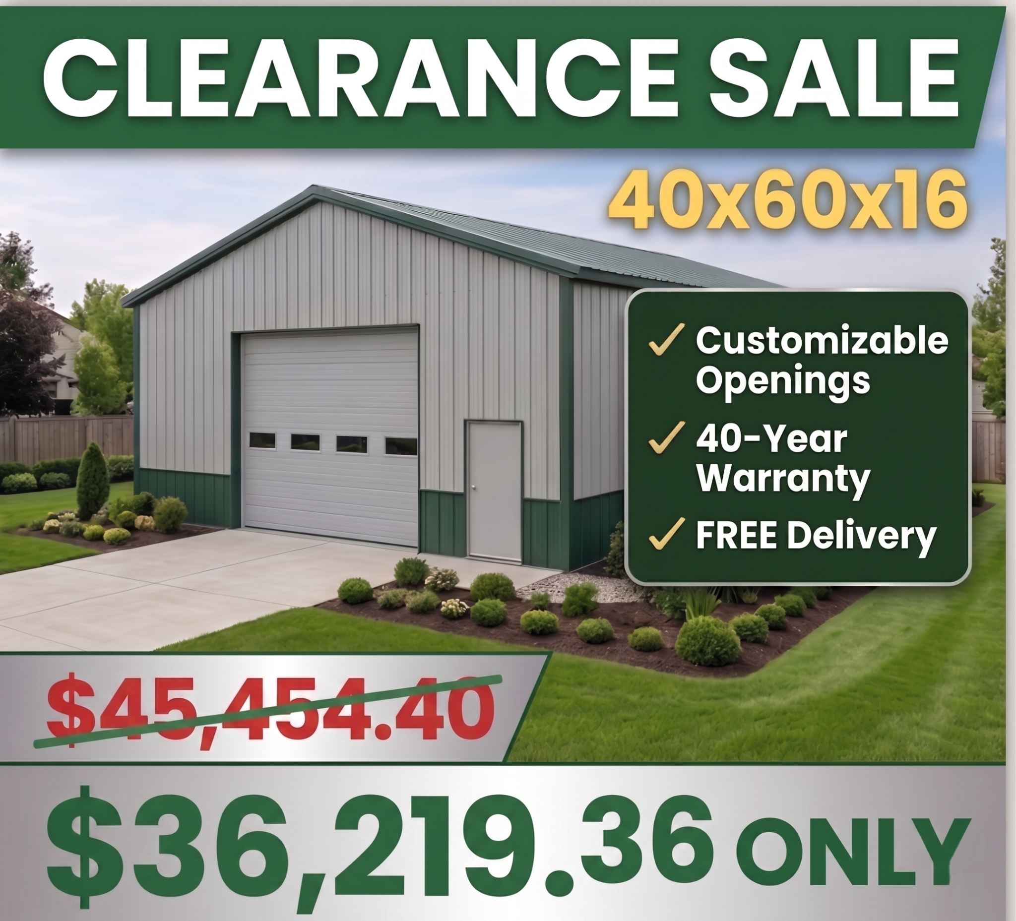 Atlantic Steel Structures Facebook ad: Buy Now For Only $36,219.36