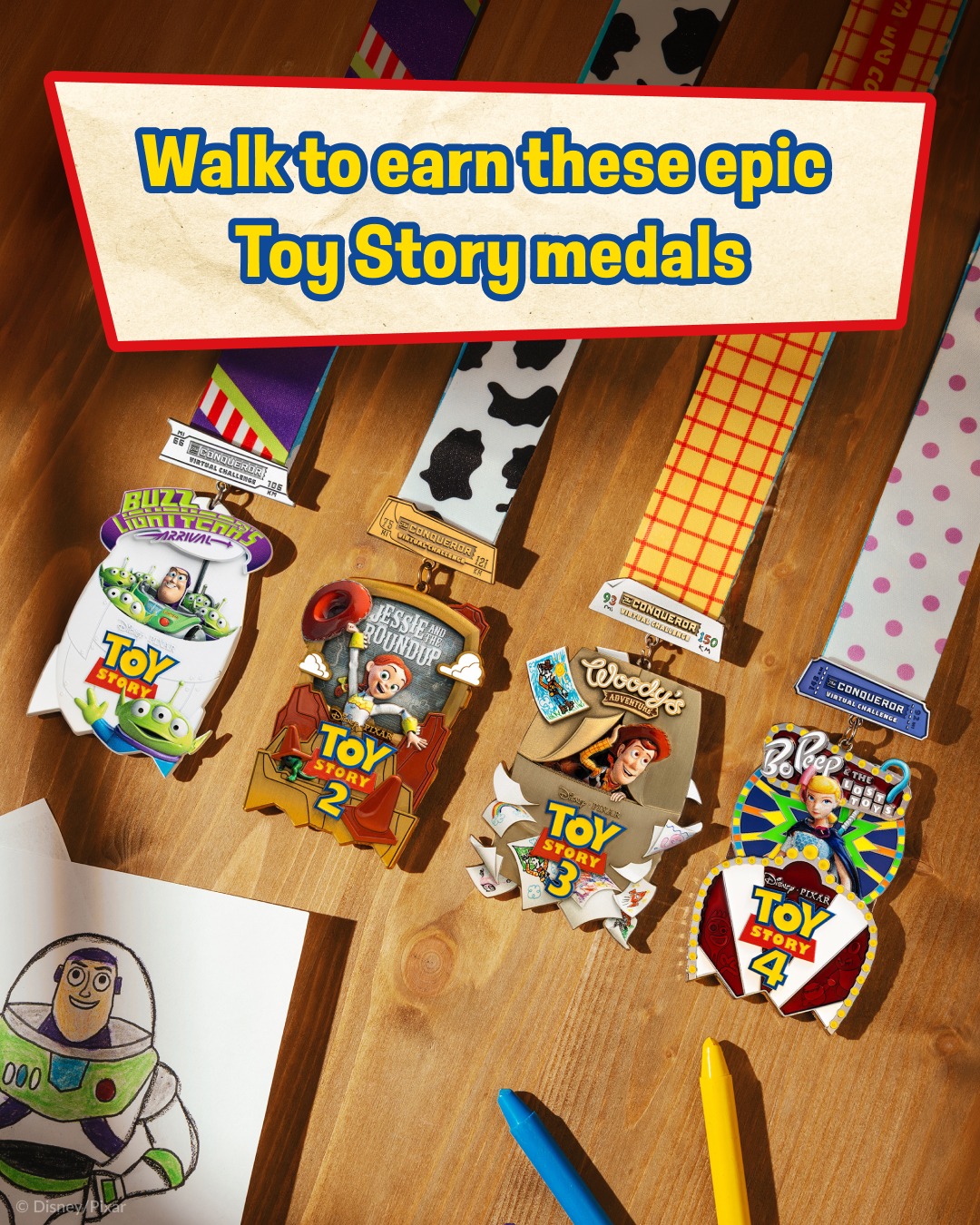 The Conqueror Challenges Facebook ad: Toy Story Virtual Challenge Series