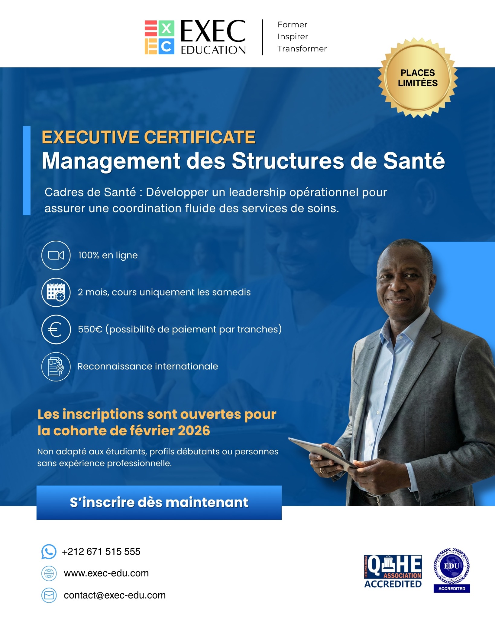 EXEC Education Facebook ad: Executive Certificate Management des Structures de Santé