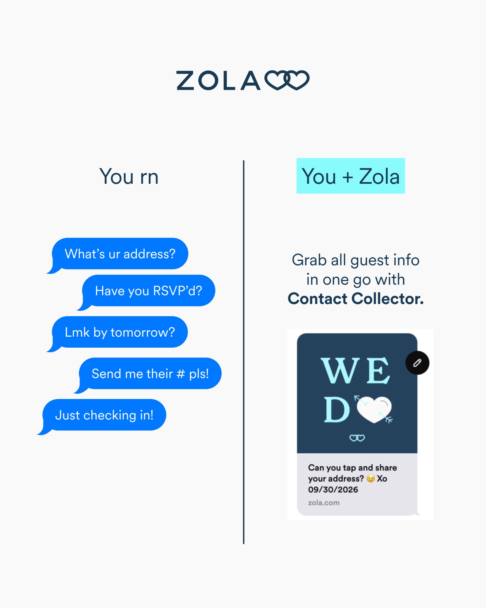 Zola Facebook ad: Wedding planning hacks you didn’t know you needed…
