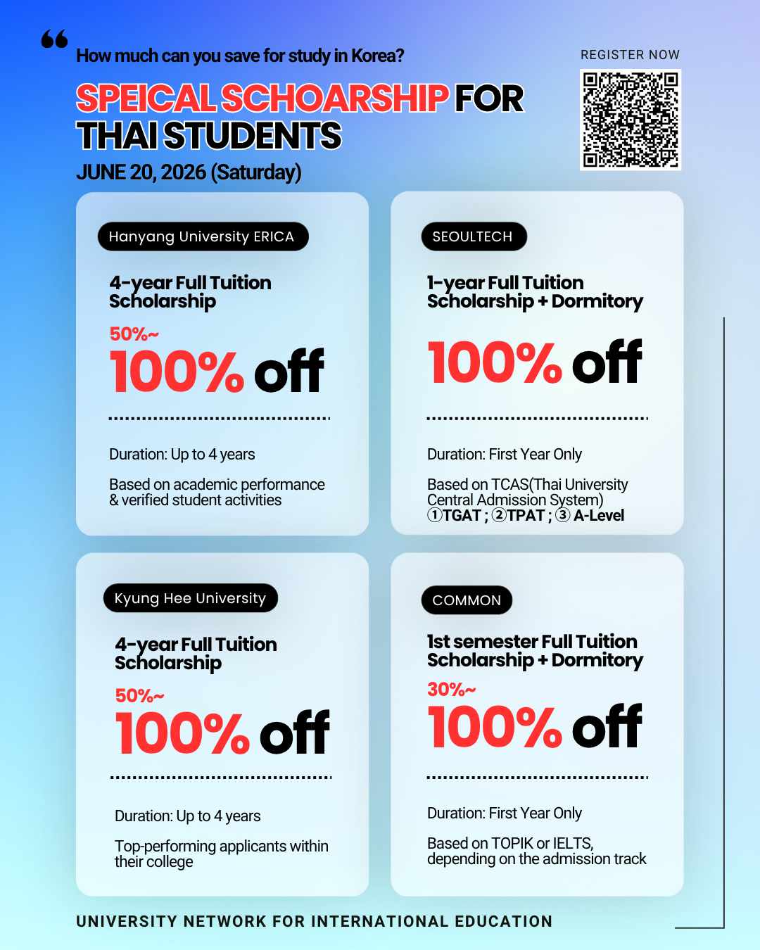 Unie kr Facebook ad: Register now for personalized Korean university consulting.