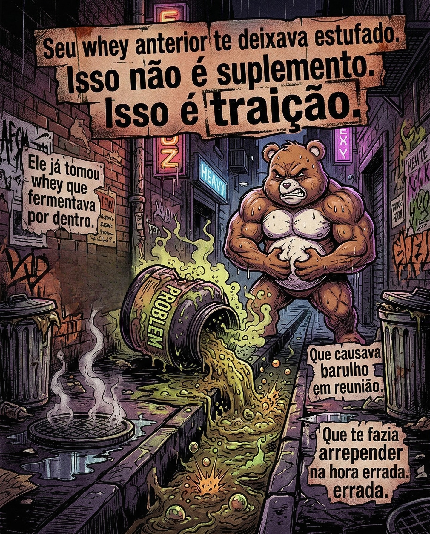 Heavy Suppz Facebook ad: Chega de peidação e desconforto.