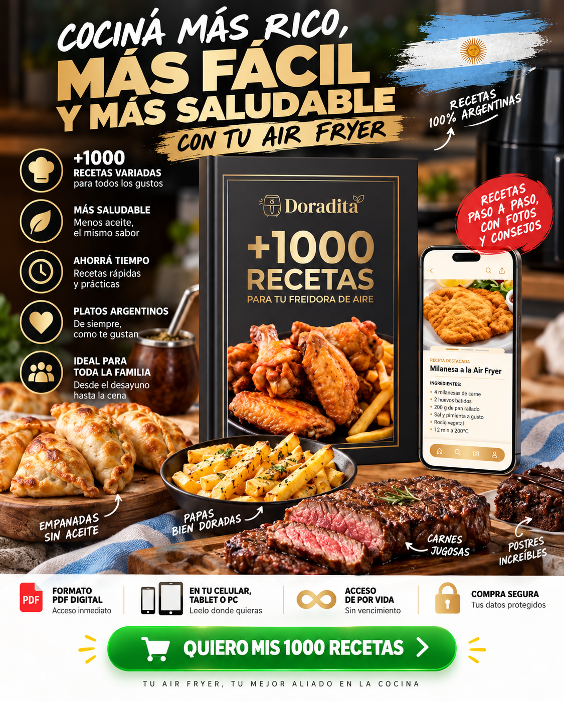 Doradita - Recetas Air Fryer Facebook ad: +1000 recetas para tu freidora de aire