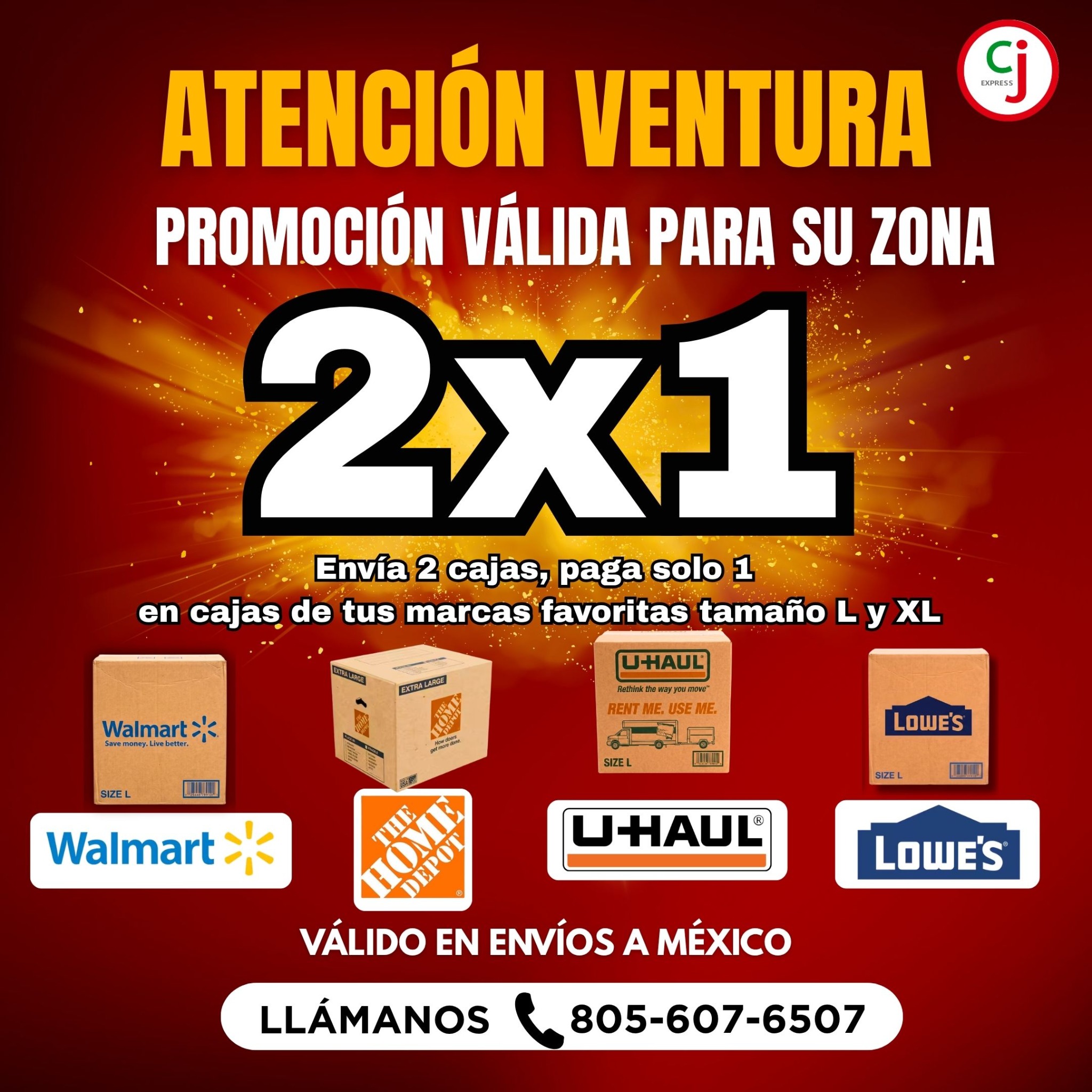 CJ EXPRESS Facebook ad: CAJAS GRATIS