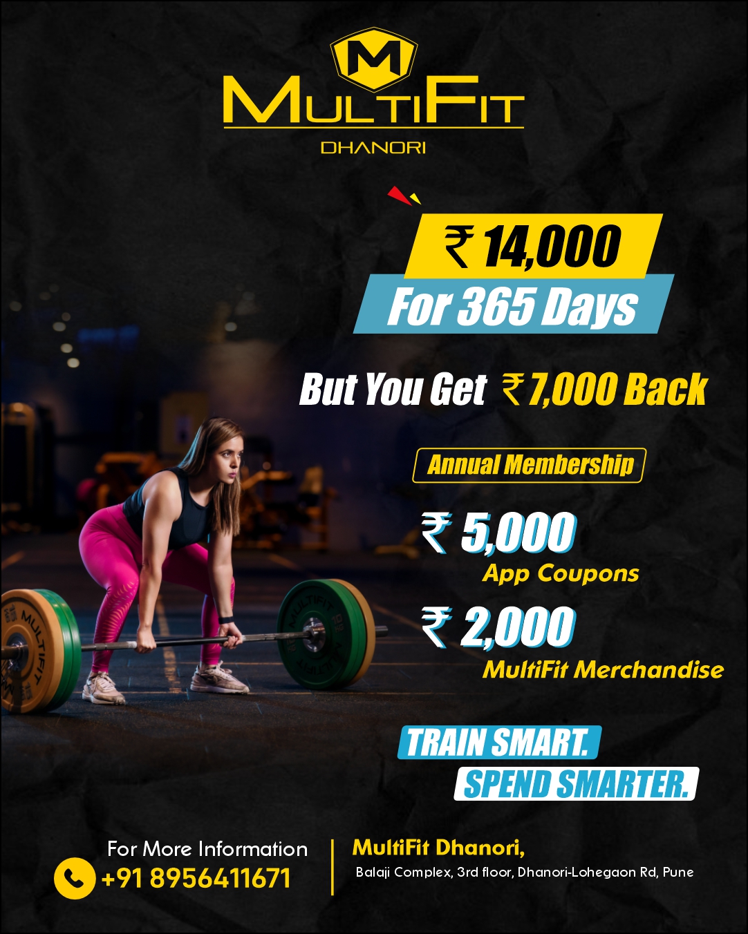 MultiFit Facebook ad: ₹14,000 for 365 Days + ₹7,000 Back!