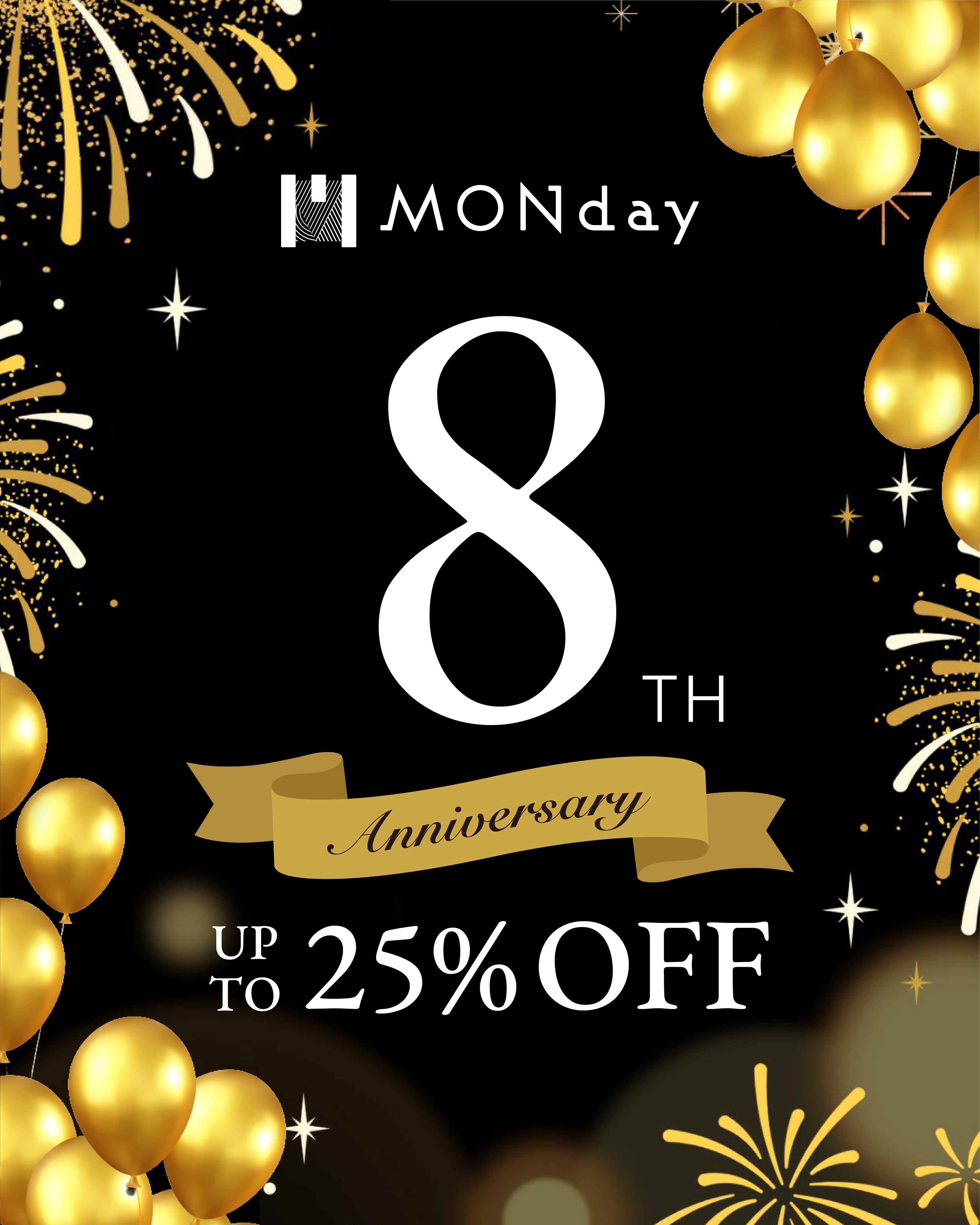Hotel MONday Group 台灣官方 Facebook ad: \ 感謝有您!8週年慶 /