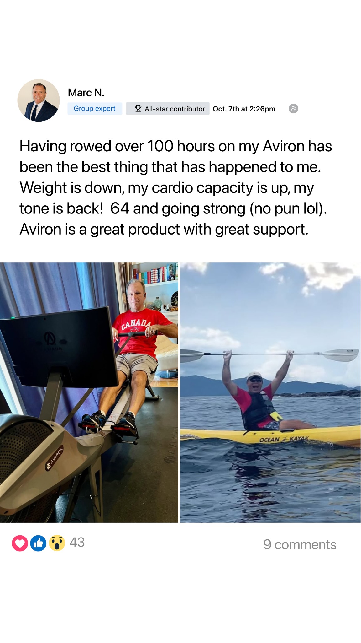 Aviron Facebook ad: Real People, Real Results | 50,000+ Happy Members