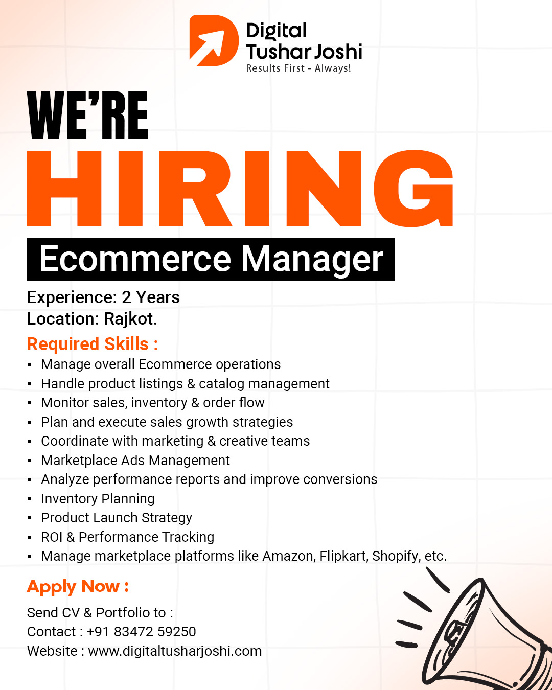 Digital Tushar Joshi Facebook ad: We’re Hiring in Rajkot
