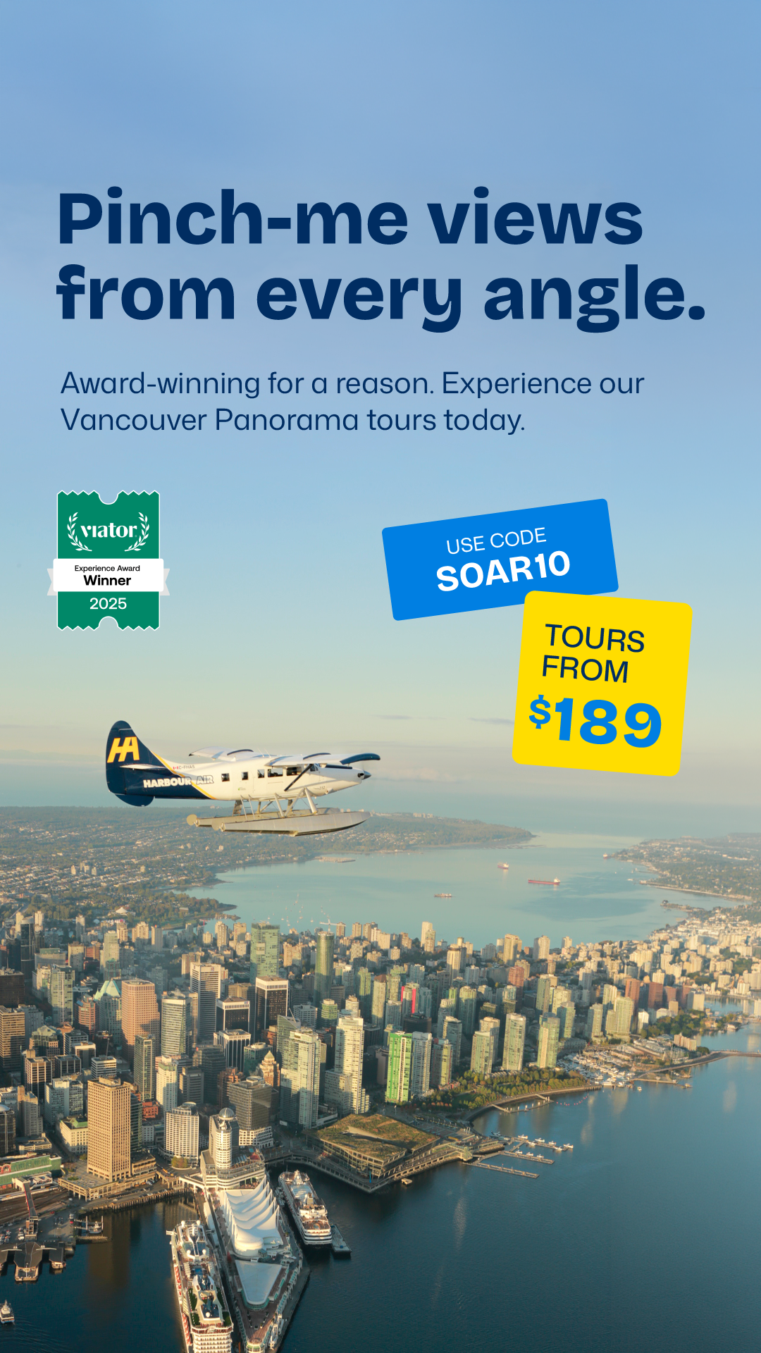 Harbour Air Facebook ad: Save 10% on Scenic Tours