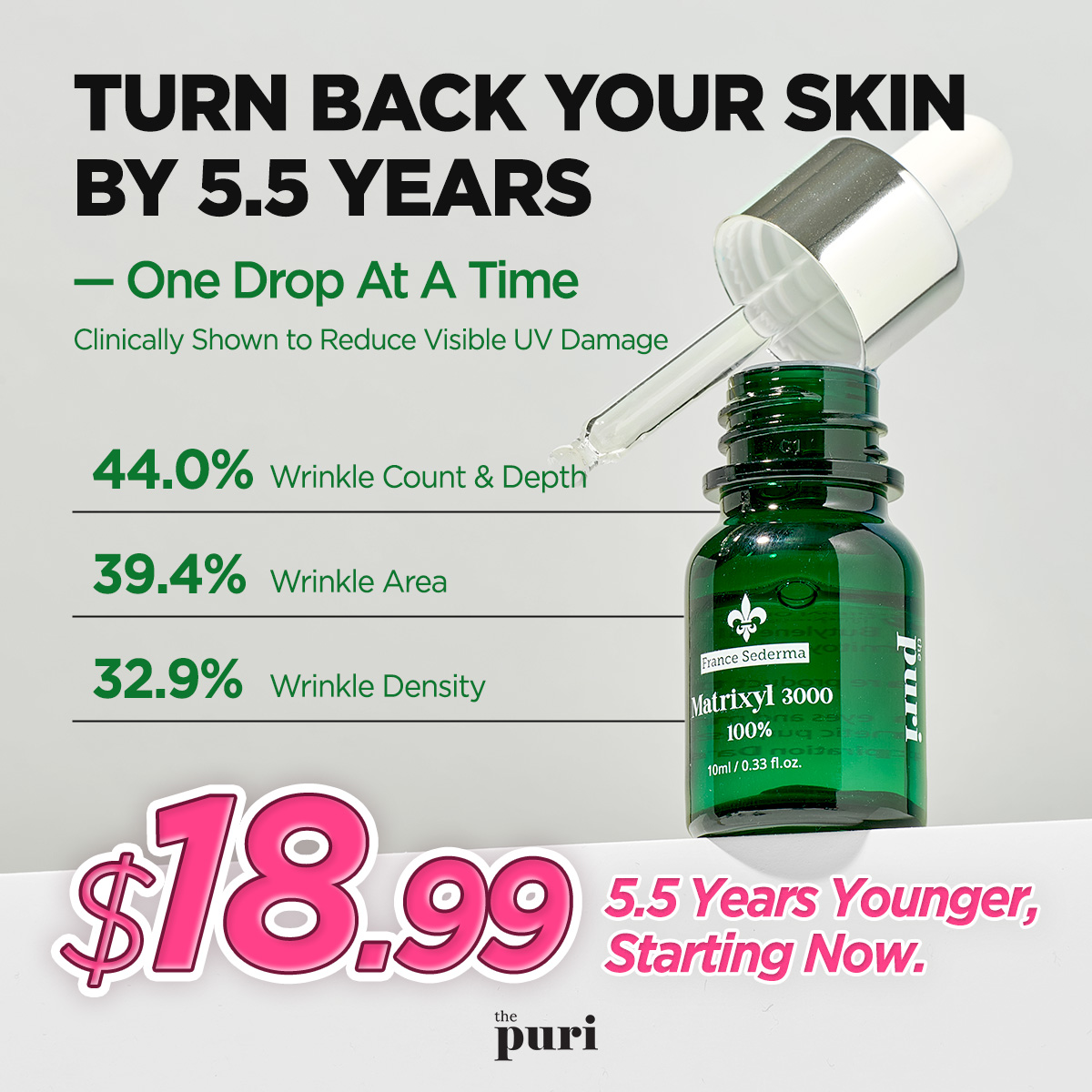 Thepuri Facebook ad: Matrixyl 3000 100% Peptide Serum