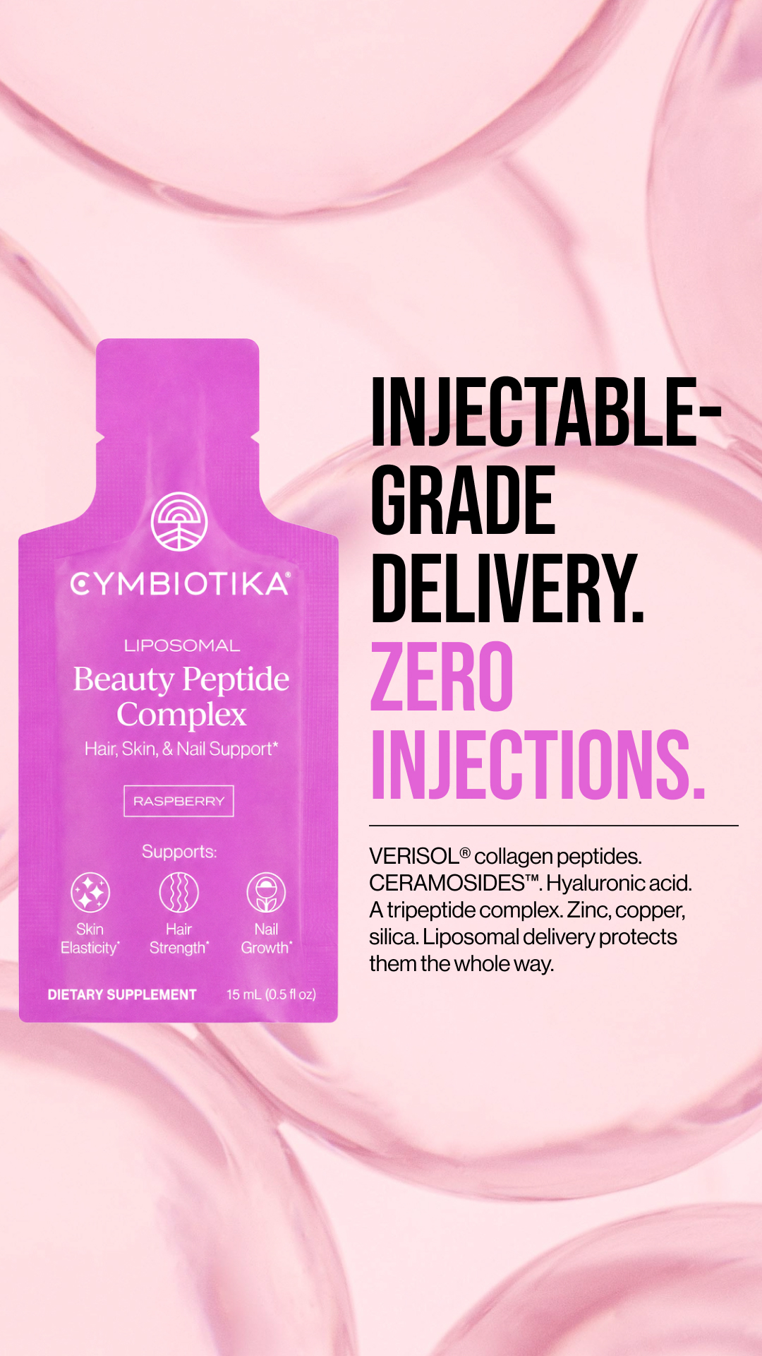 Cymbiotika Facebook ad: Peptides. No Needles.