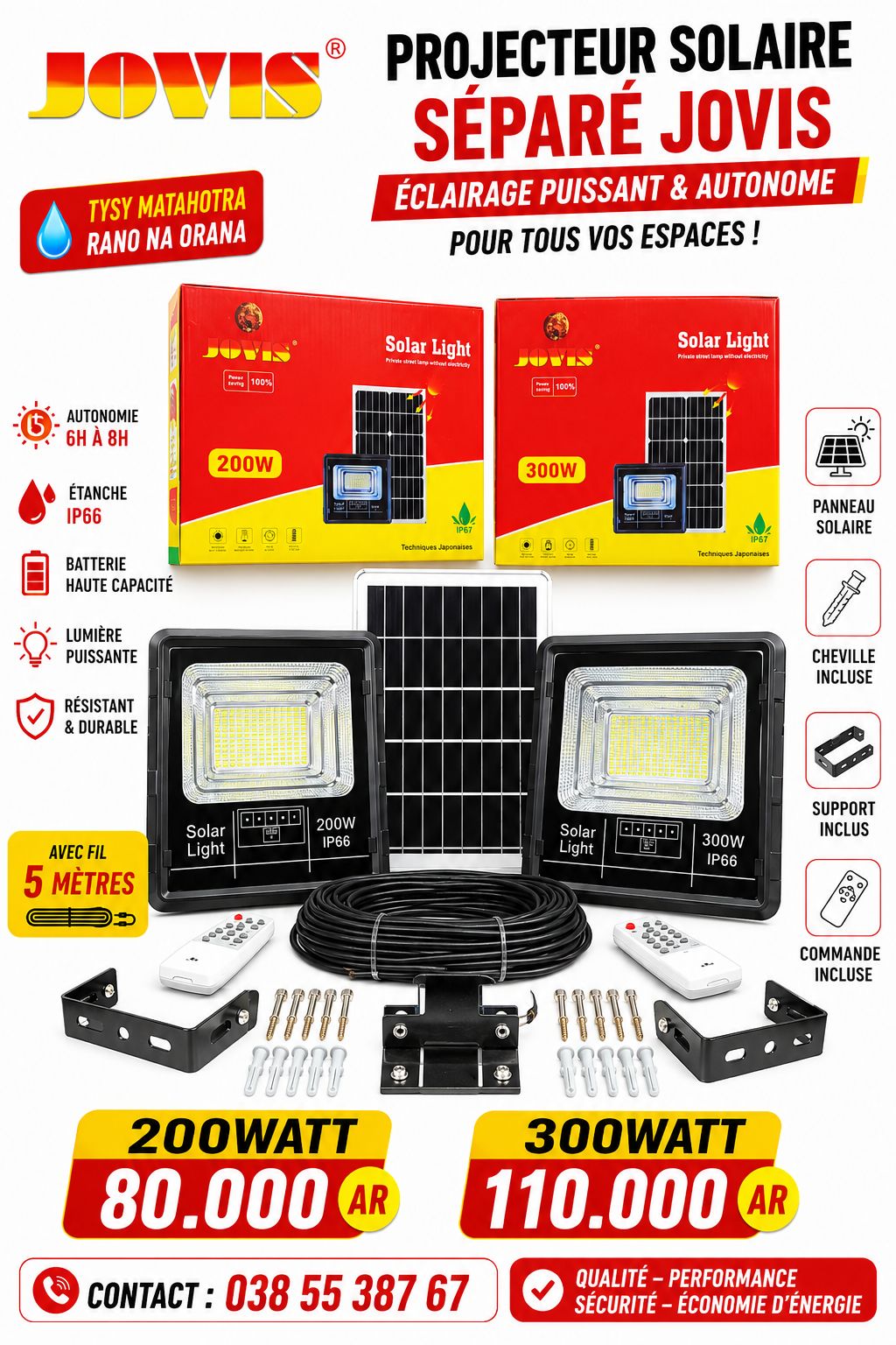 POWER SOLAR MDG Facebook ad: PROJECTEUR SOLAIRE MITOKANA PANNEAU ( SÉPARÉ)