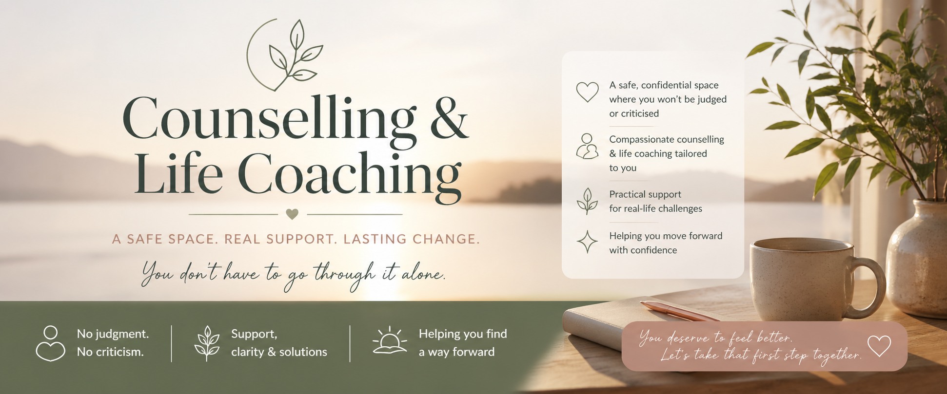 Counselling and Life Coaching Facebook ad: Professional Support When You Need It Most