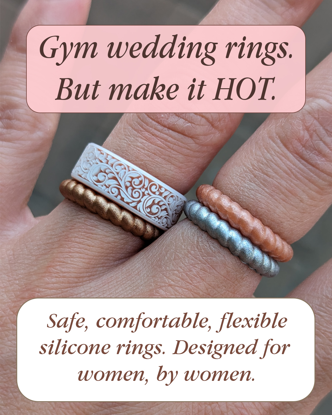 Knot Theory Rings Facebook ad: Gym wedding rings, but make it HOT