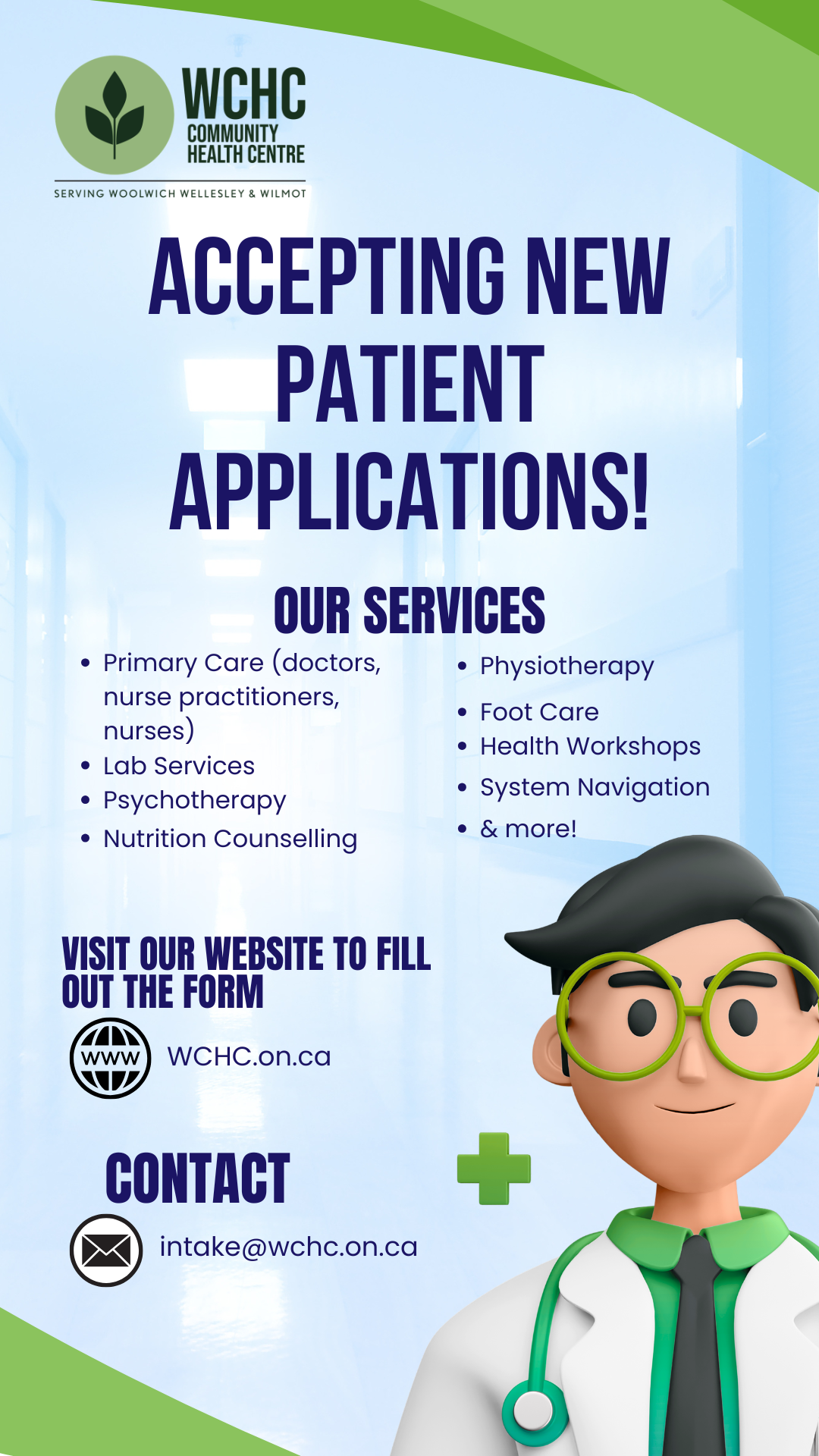 Woolwich Community Health Centre Facebook ad: Accepting New Patients!