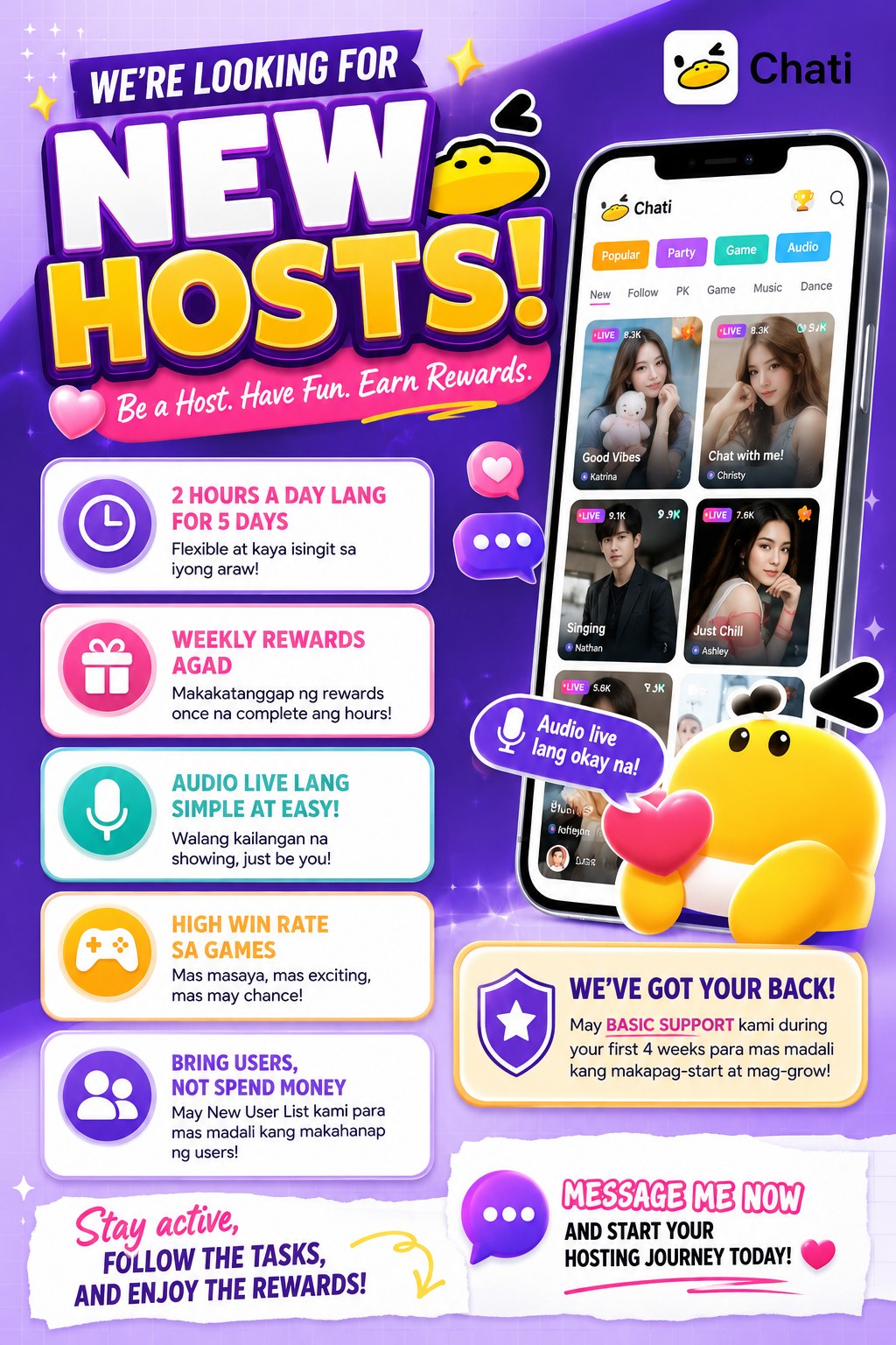 Chati Facebook ad: HIRING NEW HOSTS!
