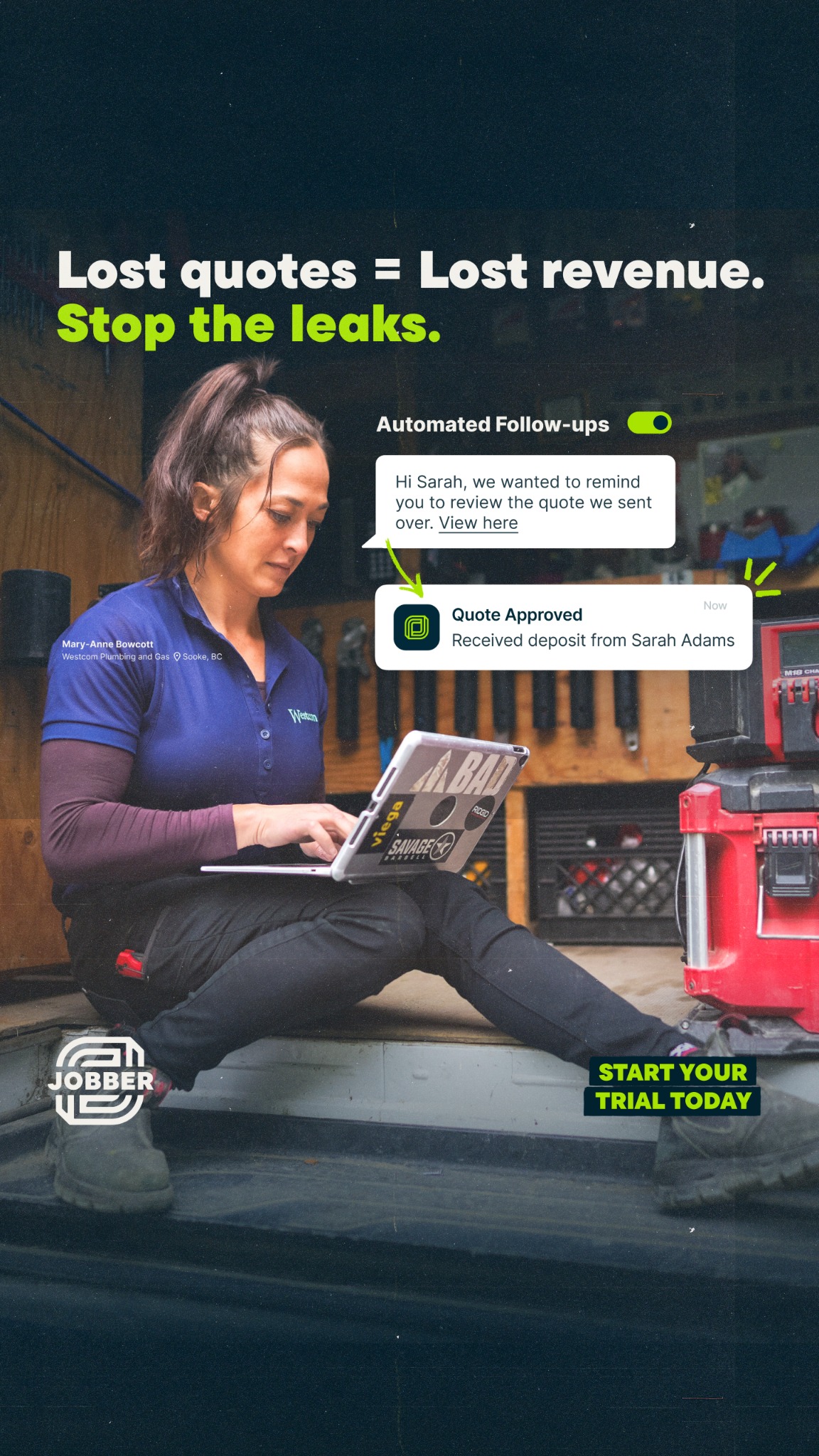Jobber Facebook ad: Your admin, automated.
