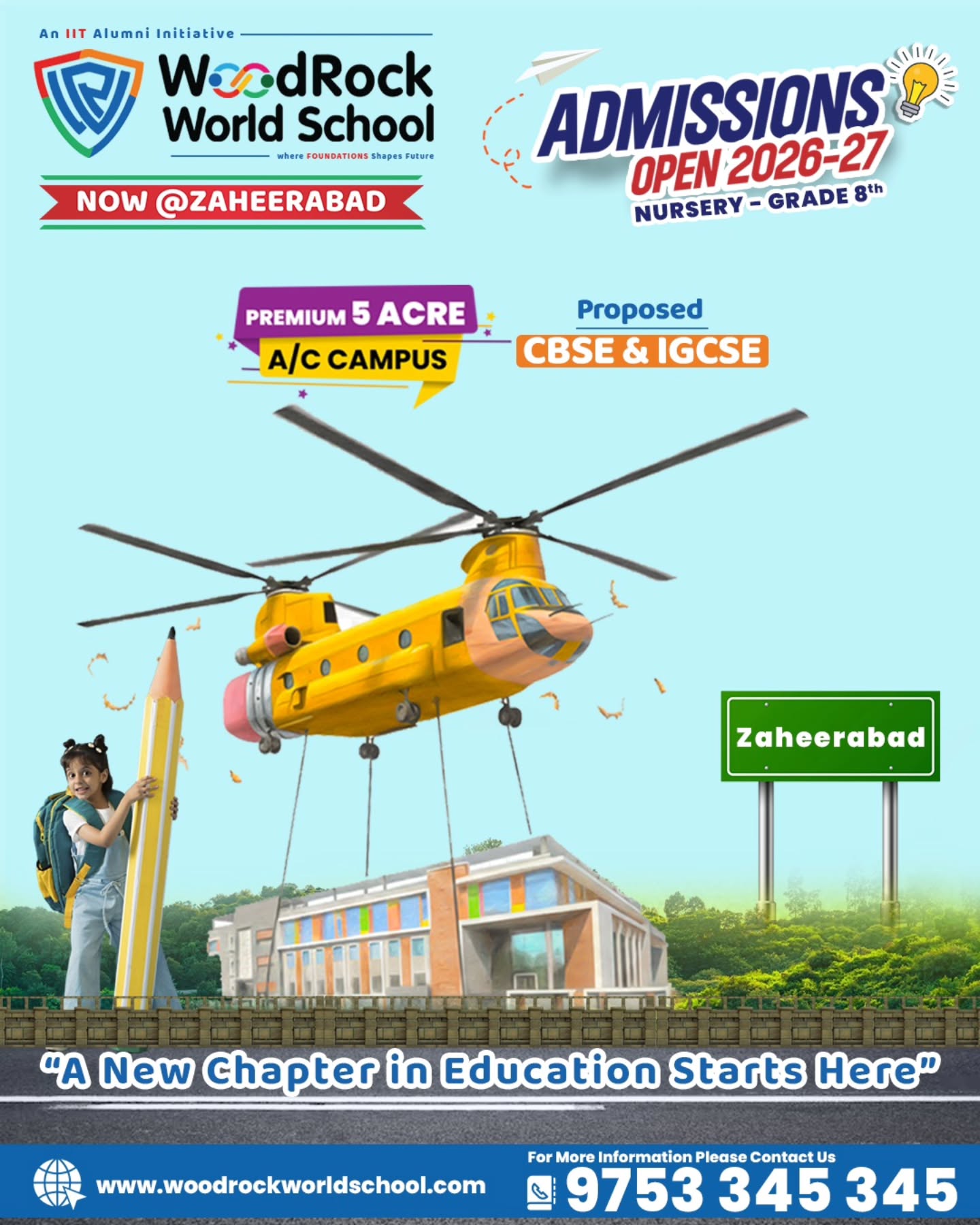 WoodRock World School - Zaheerabad Facebook ad: Woodrock World School is bringing a new era…