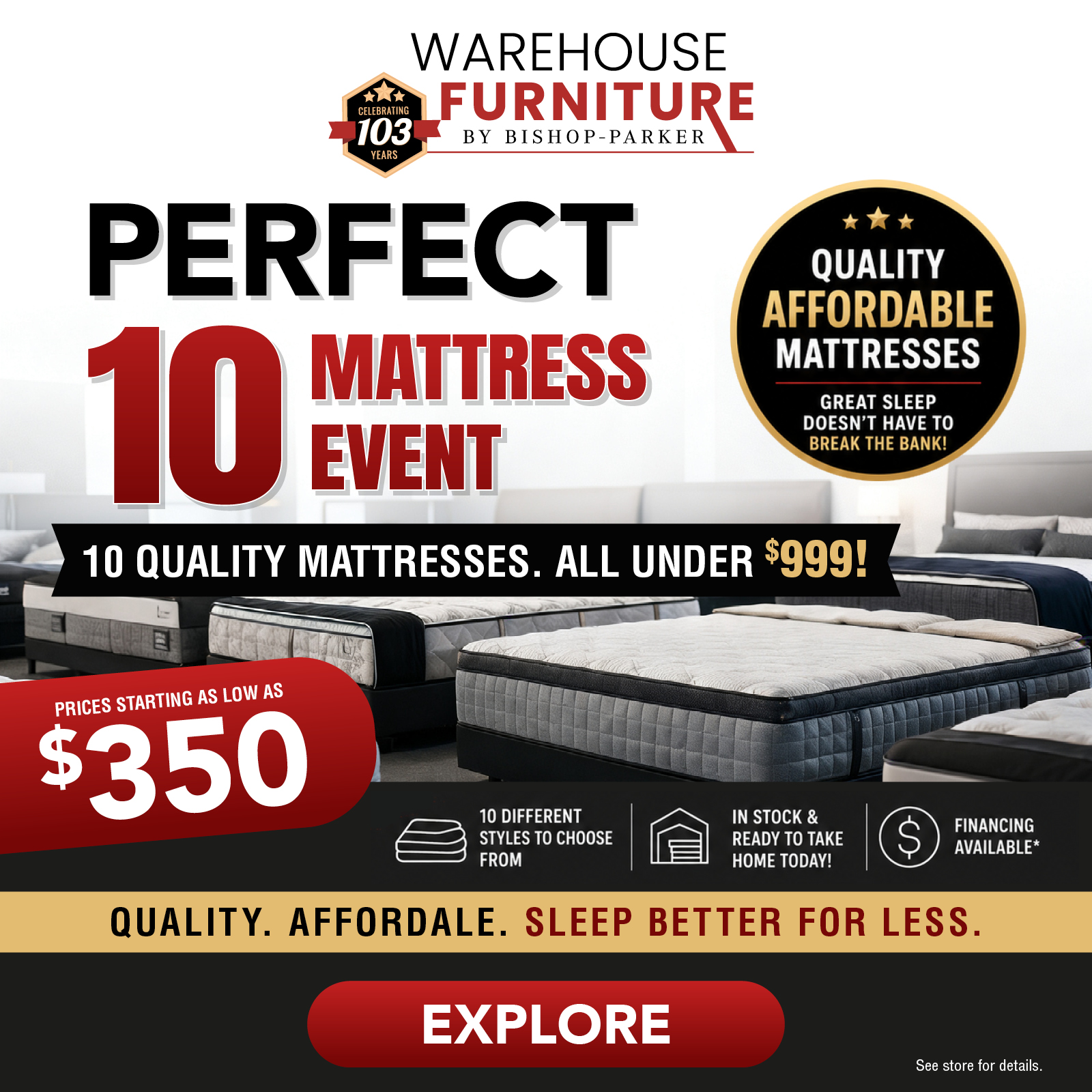 Bishop-Parker's Warehouse Furniture Facebook ad