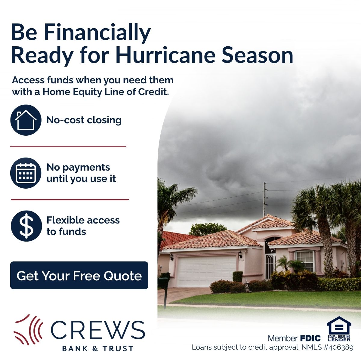 Crews Bank & Trust Facebook ad: Book Your Free Equity Review