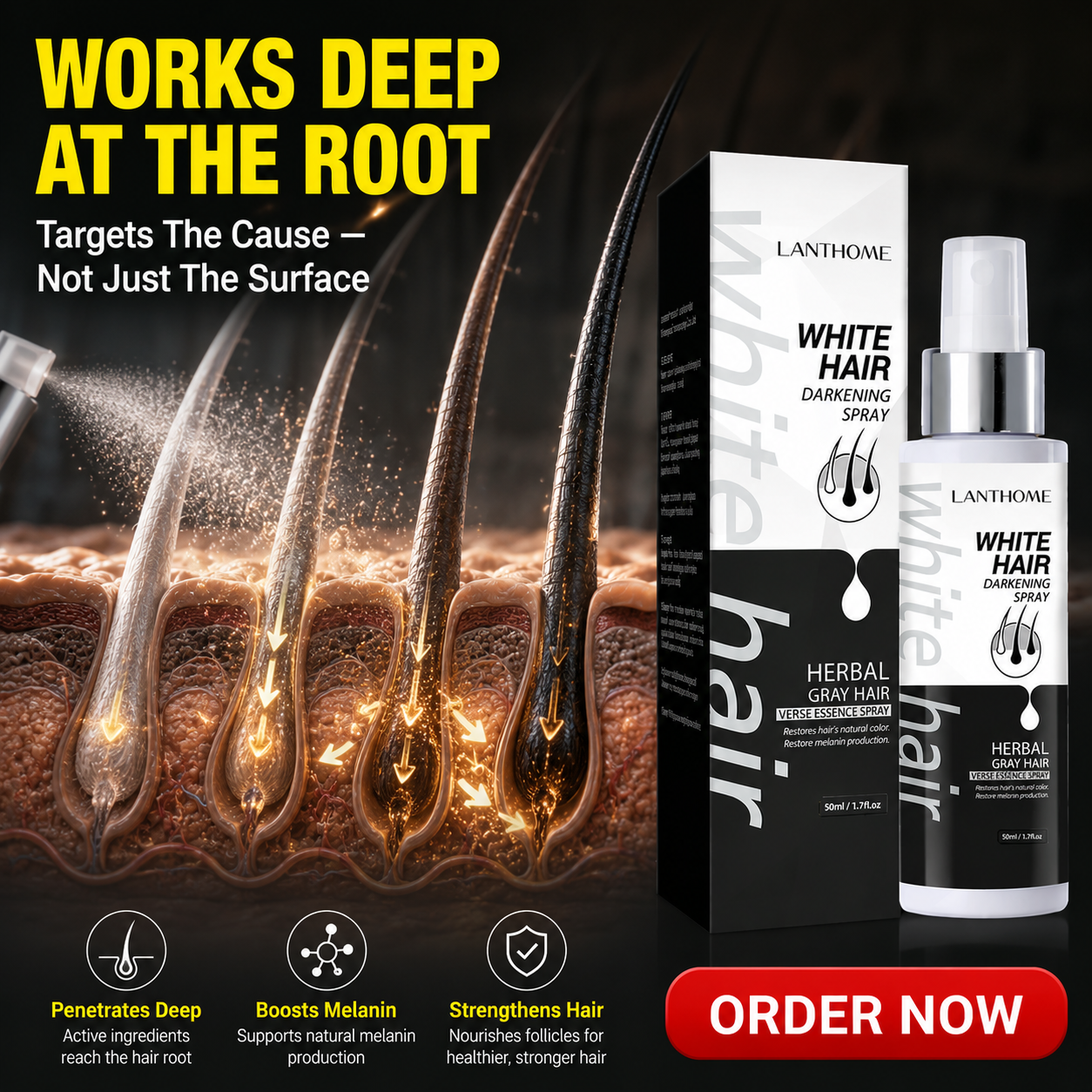 RexaBuy Facebook ad: Say Goodbye To White Hair In 2 weeks