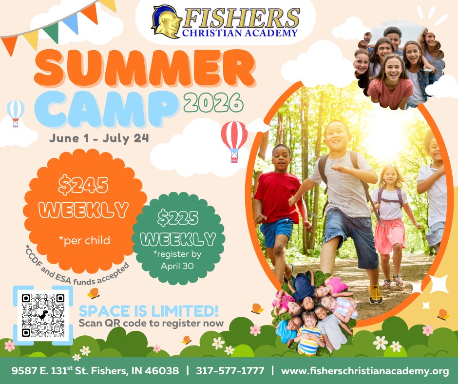 Fishers Christian Academy Facebook ad from Apr 29, 2026