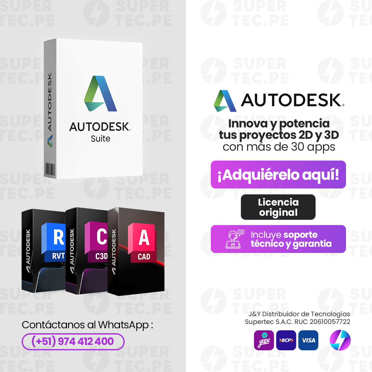 Supertec Perú Facebook ad: Licencias originales, Escríbenos al 974 412 400 o…