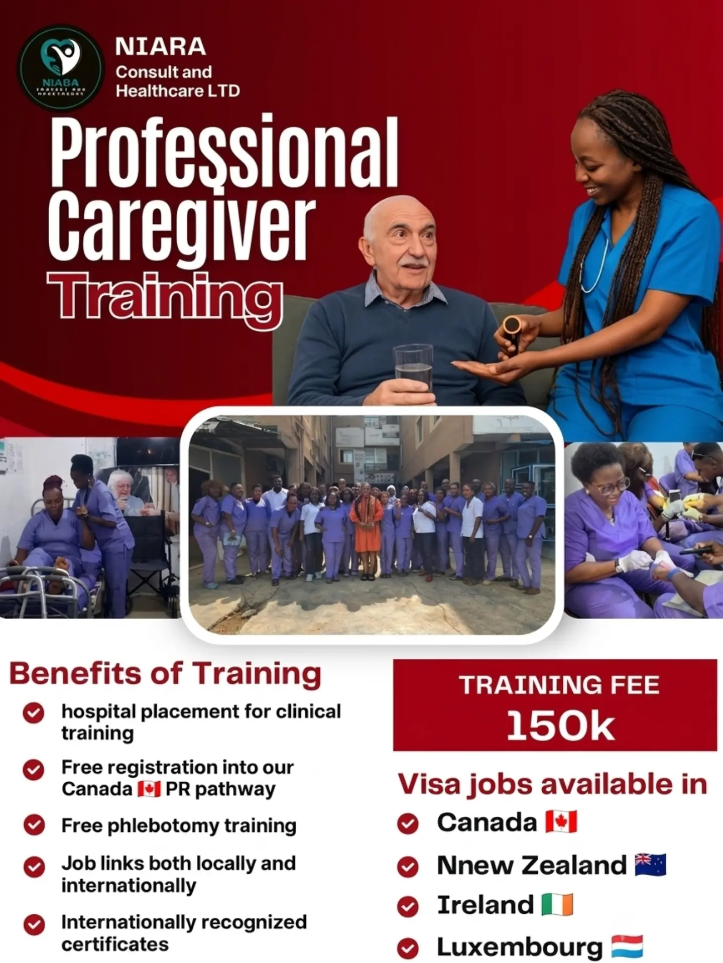 Niara Consult and Healthcare Facebook ad: ENROL FOR OUR CAREGIVER TRAINING AND ENJOY
