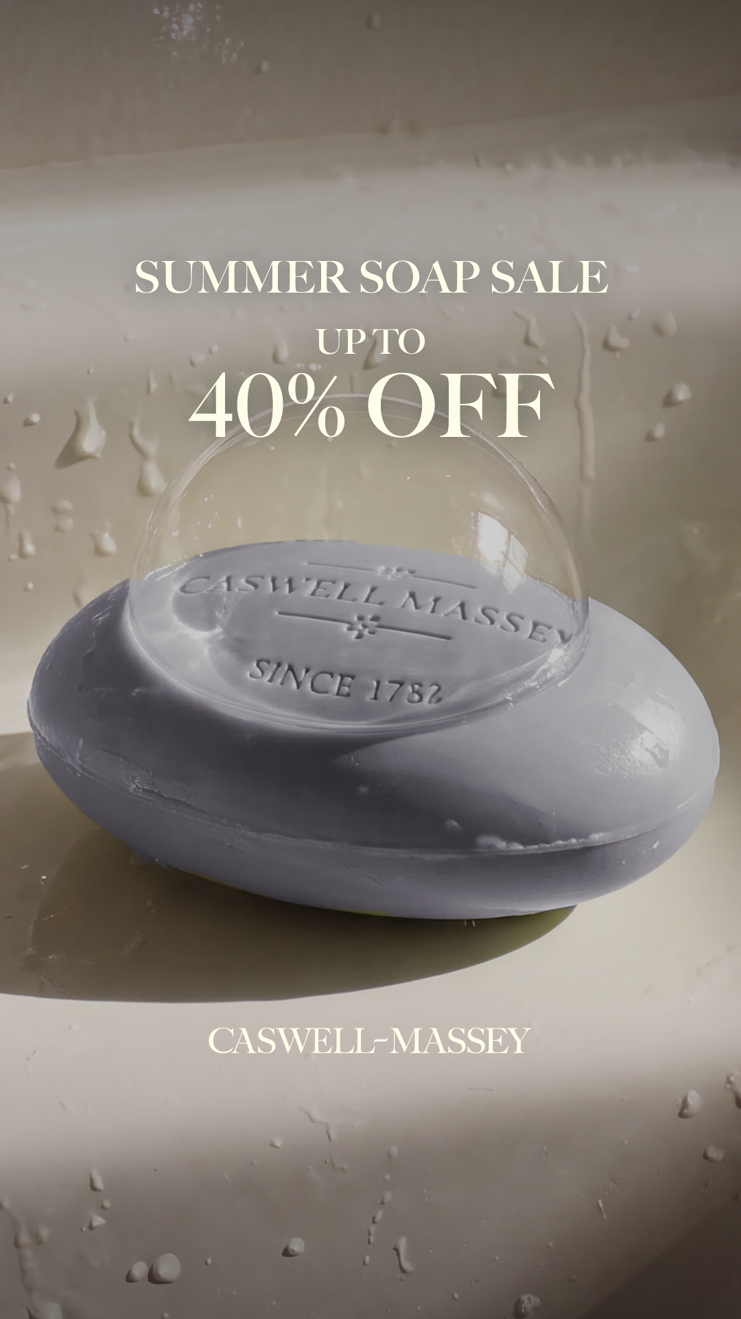 Caswell-Massey Facebook ad: UP TO 40% OFF LUXURY BAR SOAP