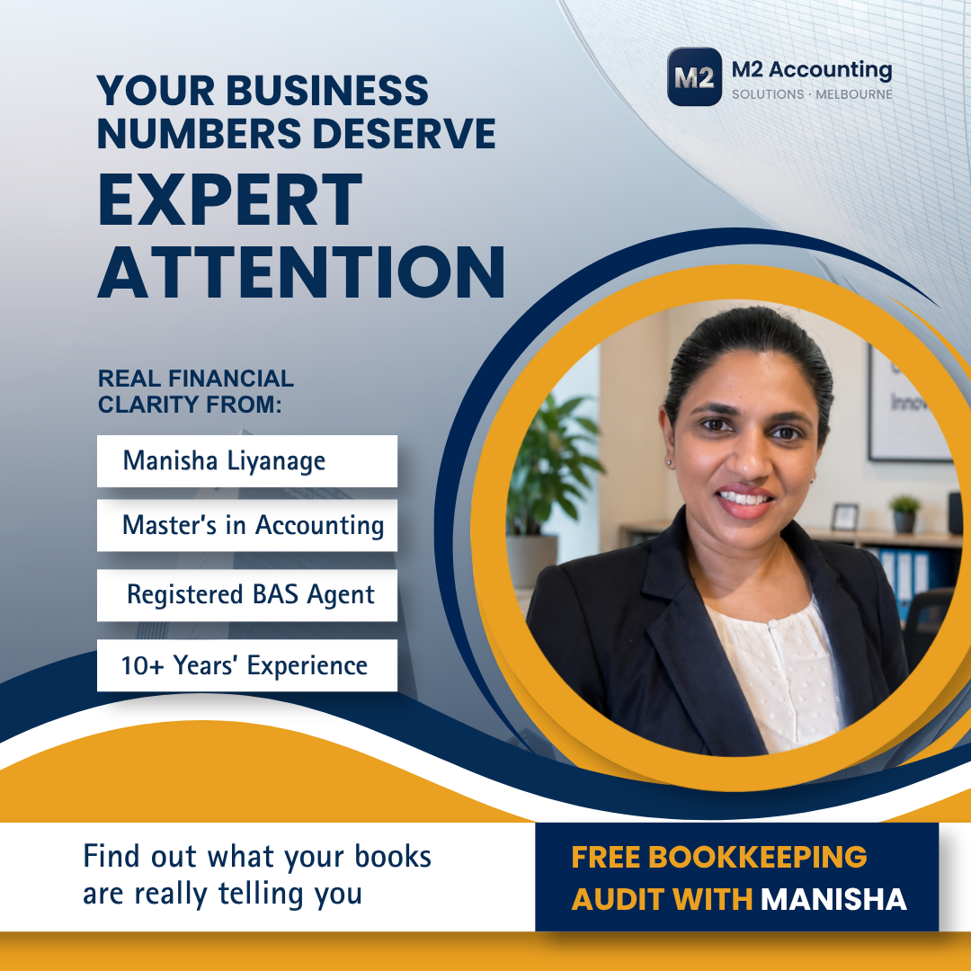 M2 Accounting Solutions Facebook ad: Book your free bookkeeping audit today